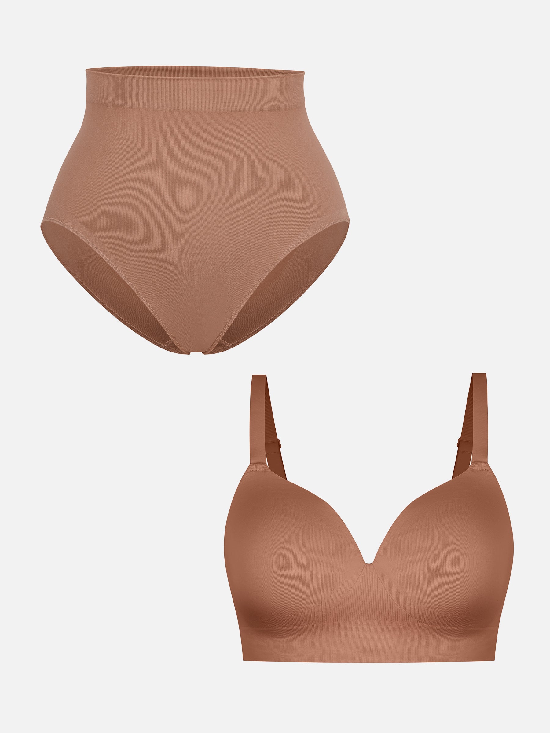 Feelingirl 1 High-Waist Brief + 1 Push-Up Seamless Bra