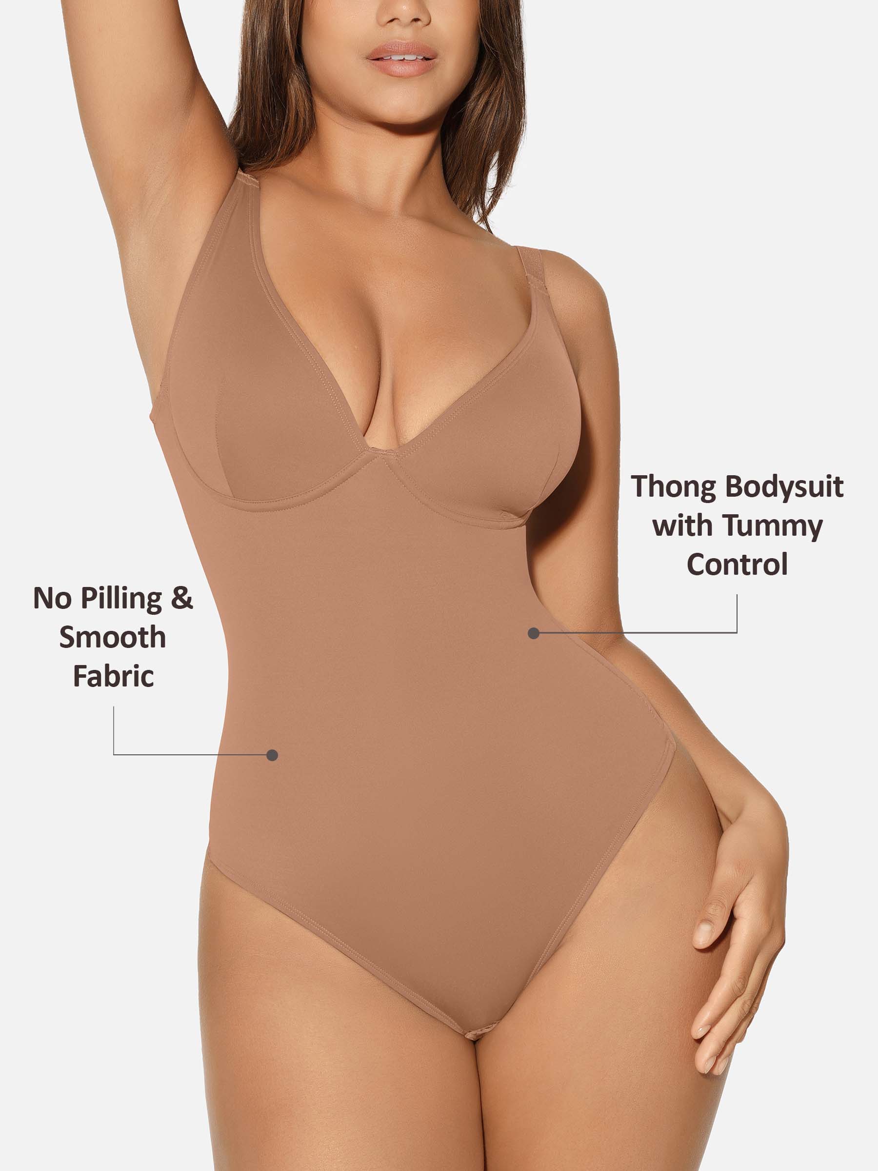 Feelingirl V Neck Tummy Control Shaping Bodysuit