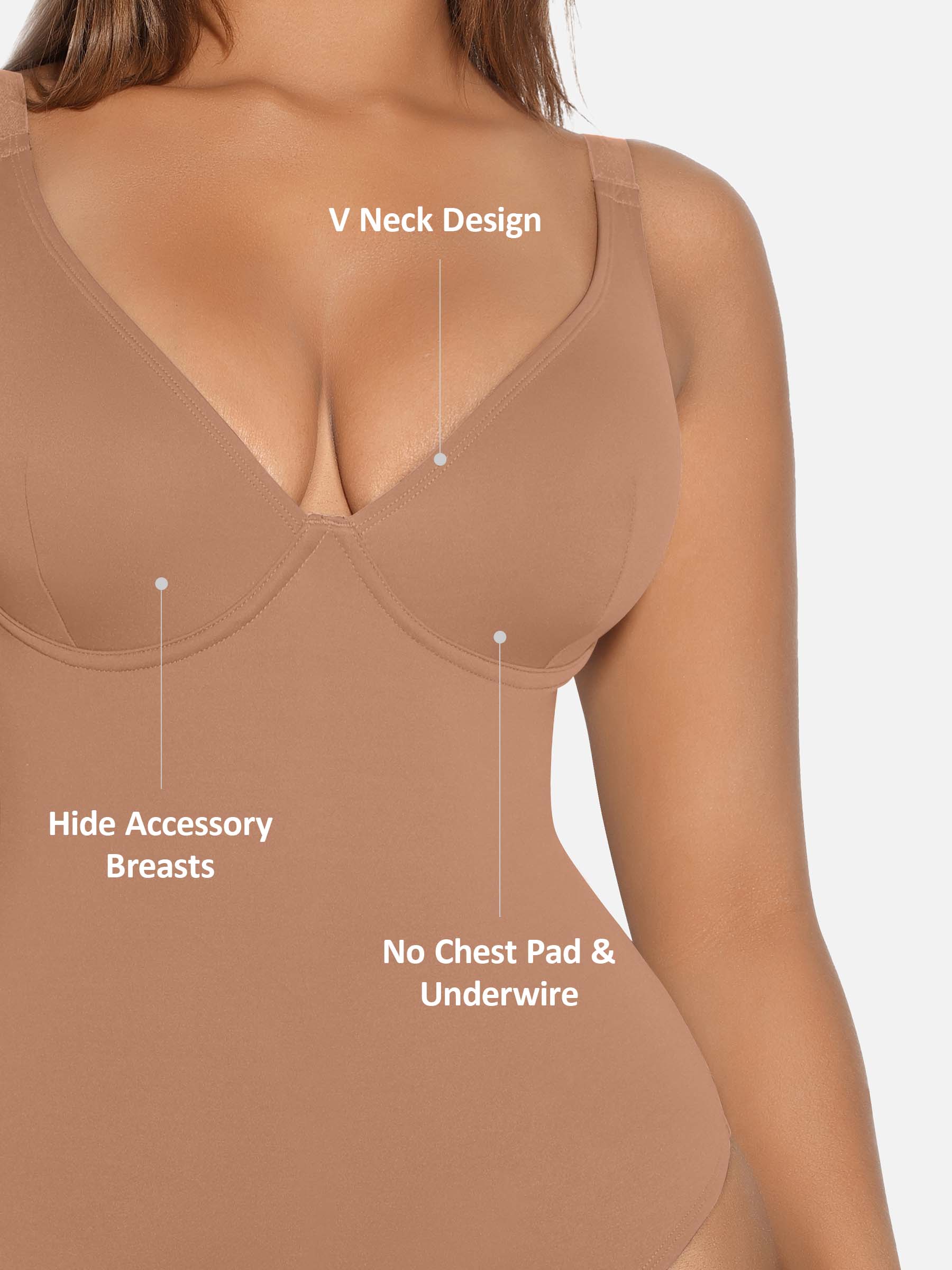 Feelingirl V Neck Tummy Control Shaping Bodysuit
