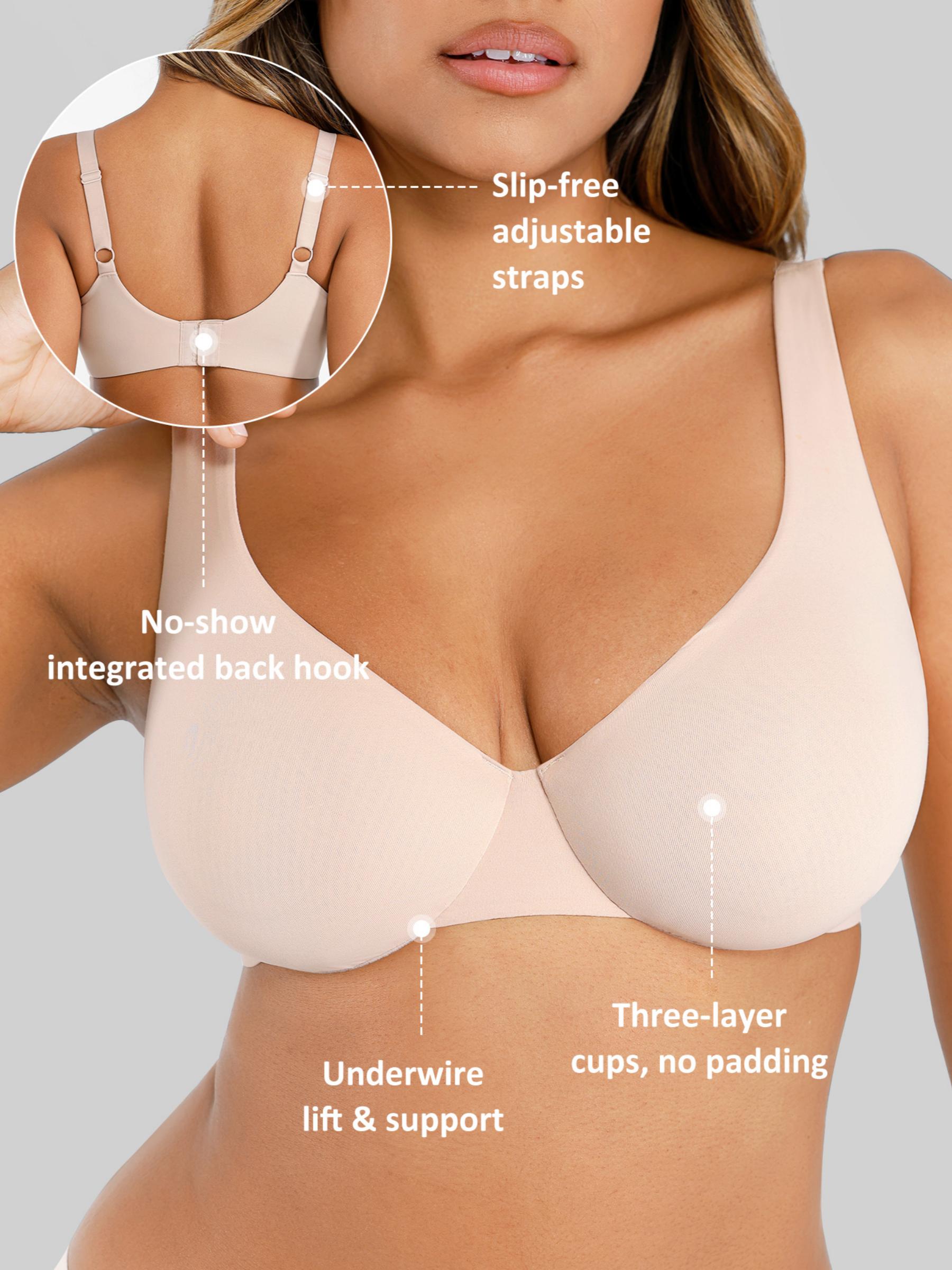 Conjunto de sujetador con escote en V profundo ajustable y aros Feelingirl