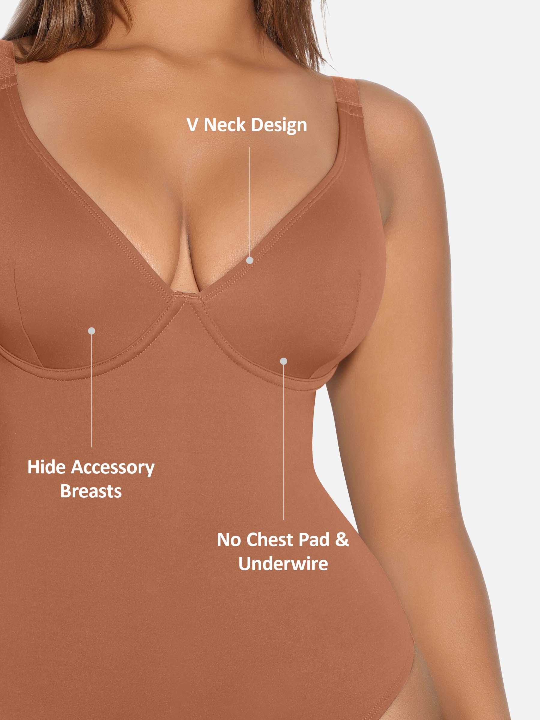 Feelingirl V Neck Tummy Control Shaping Bodysuit