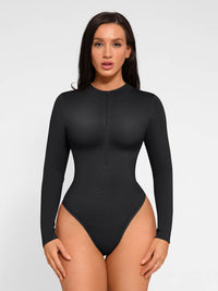 Body string sans coutures à manches longues et fermeture éclair Feelingirl