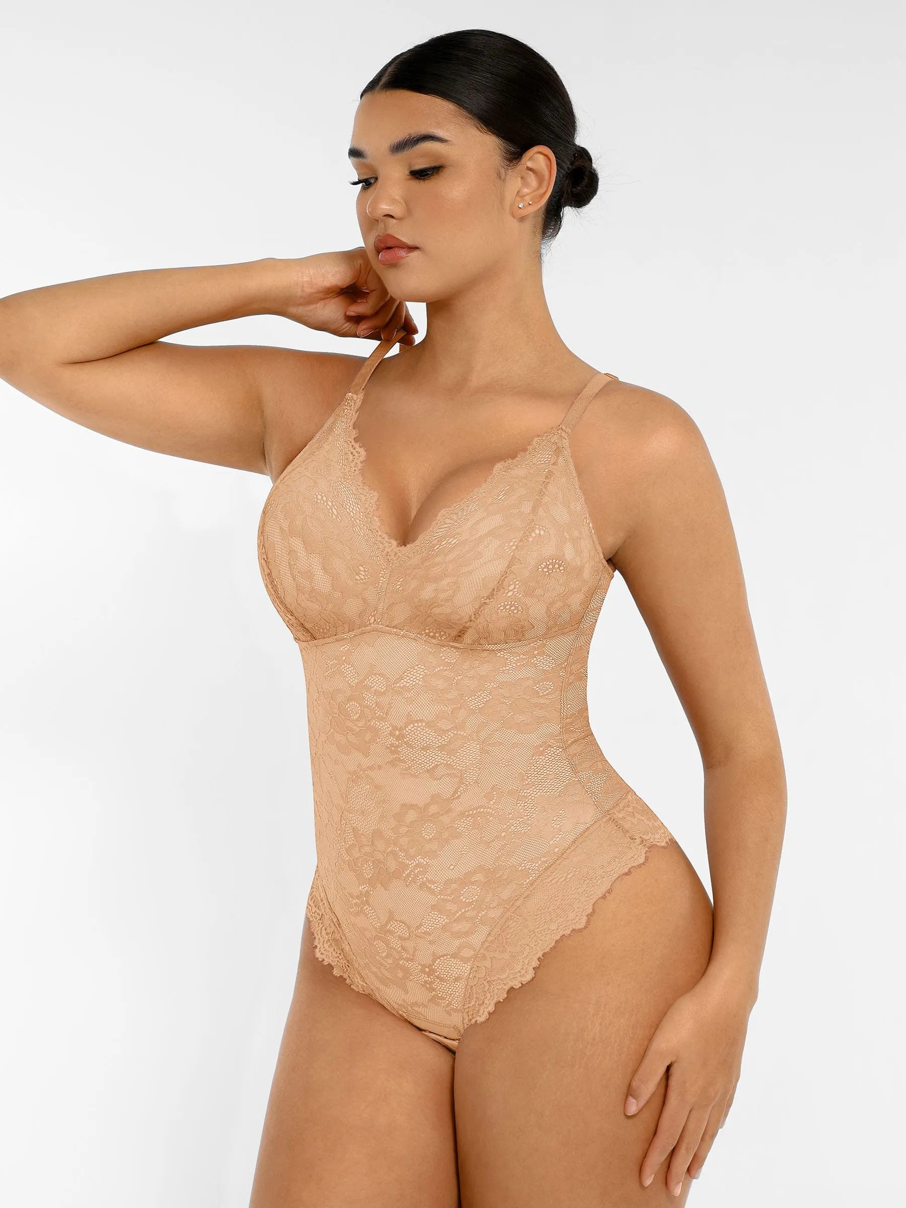 Feelingirl Lace V Neck Full Bodysuit Underwear