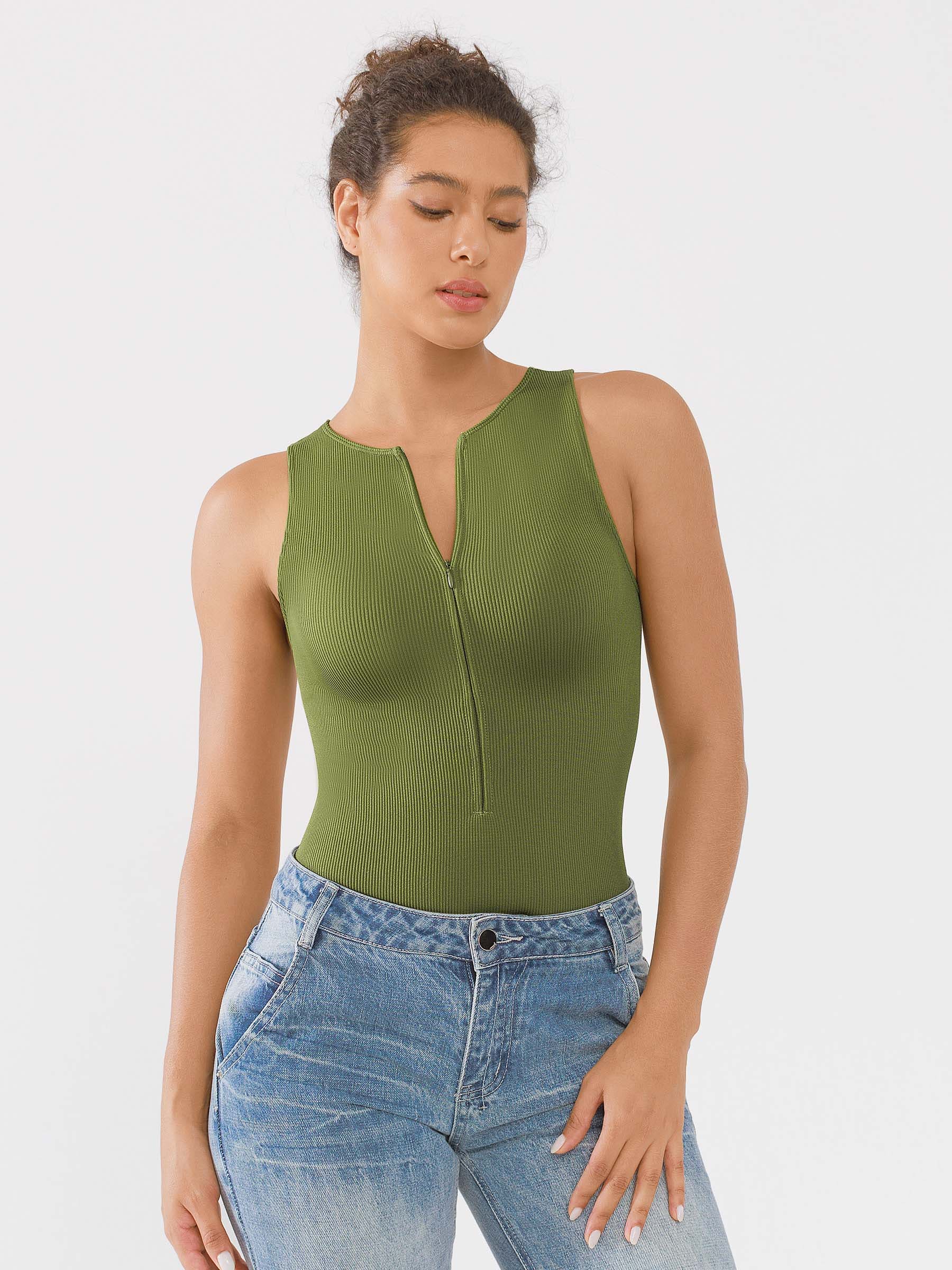 Feelingirl-Seamless-Ribbed-Bodysuit-with-Crew-Neck-and-Hidden-Zipper
-GN6