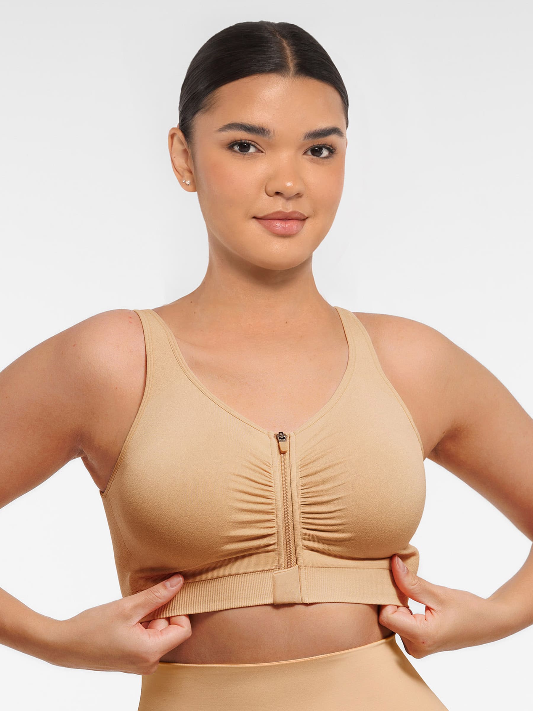 Soutien-gorge sans coutures à fermeture éclair et ouverture sur le devant Feelingirl