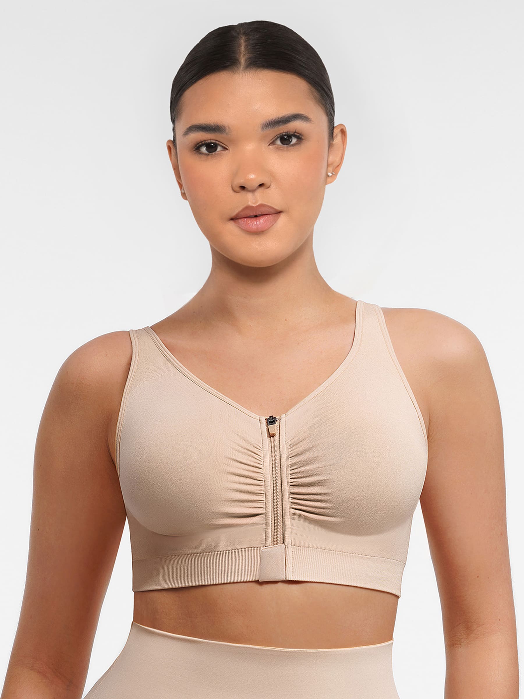 Soutien-gorge sans coutures à fermeture éclair et ouverture sur le devant Feelingirl