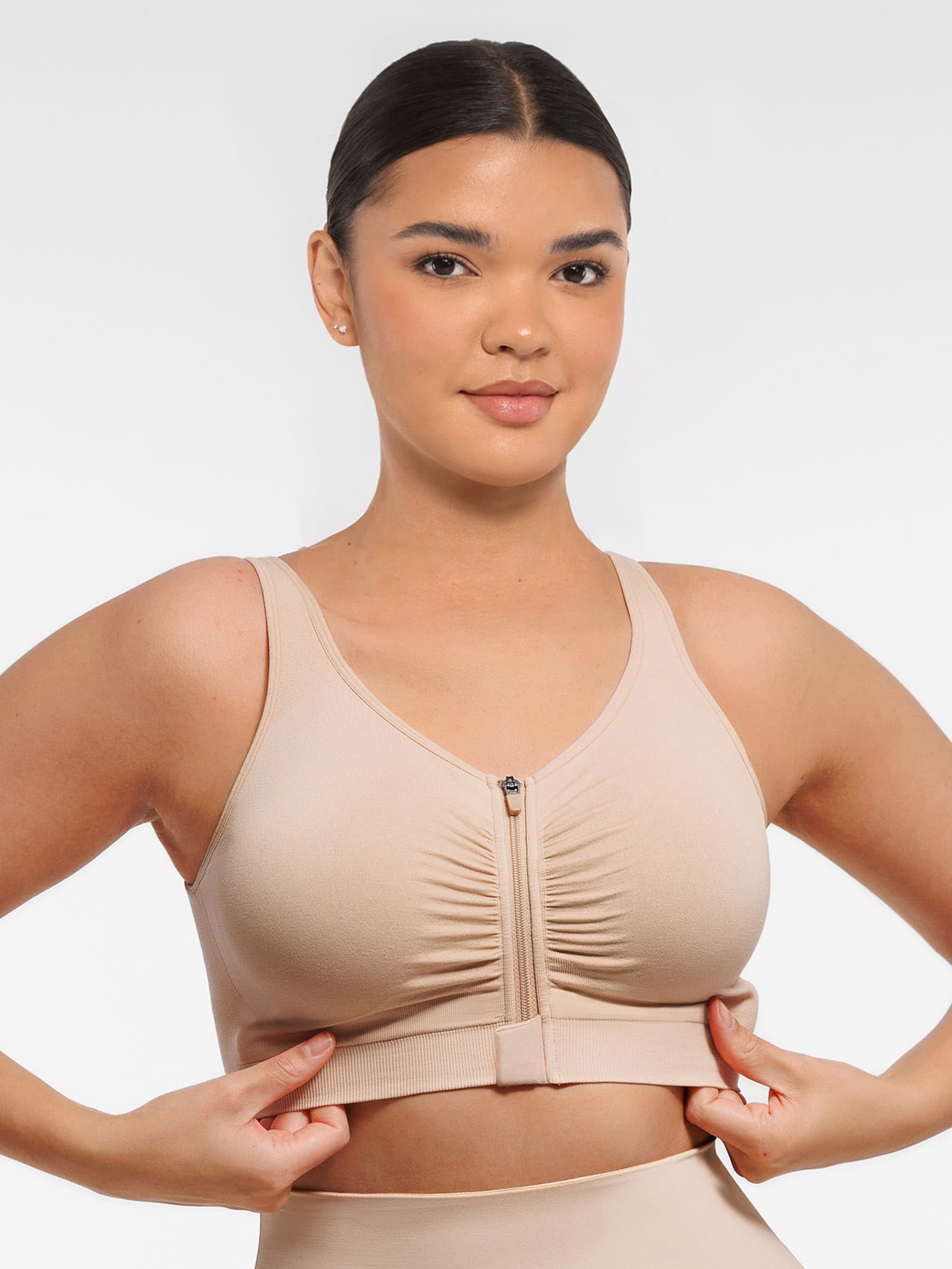 Soutien-gorge sans coutures à fermeture éclair et ouverture sur le devant Feelingirl