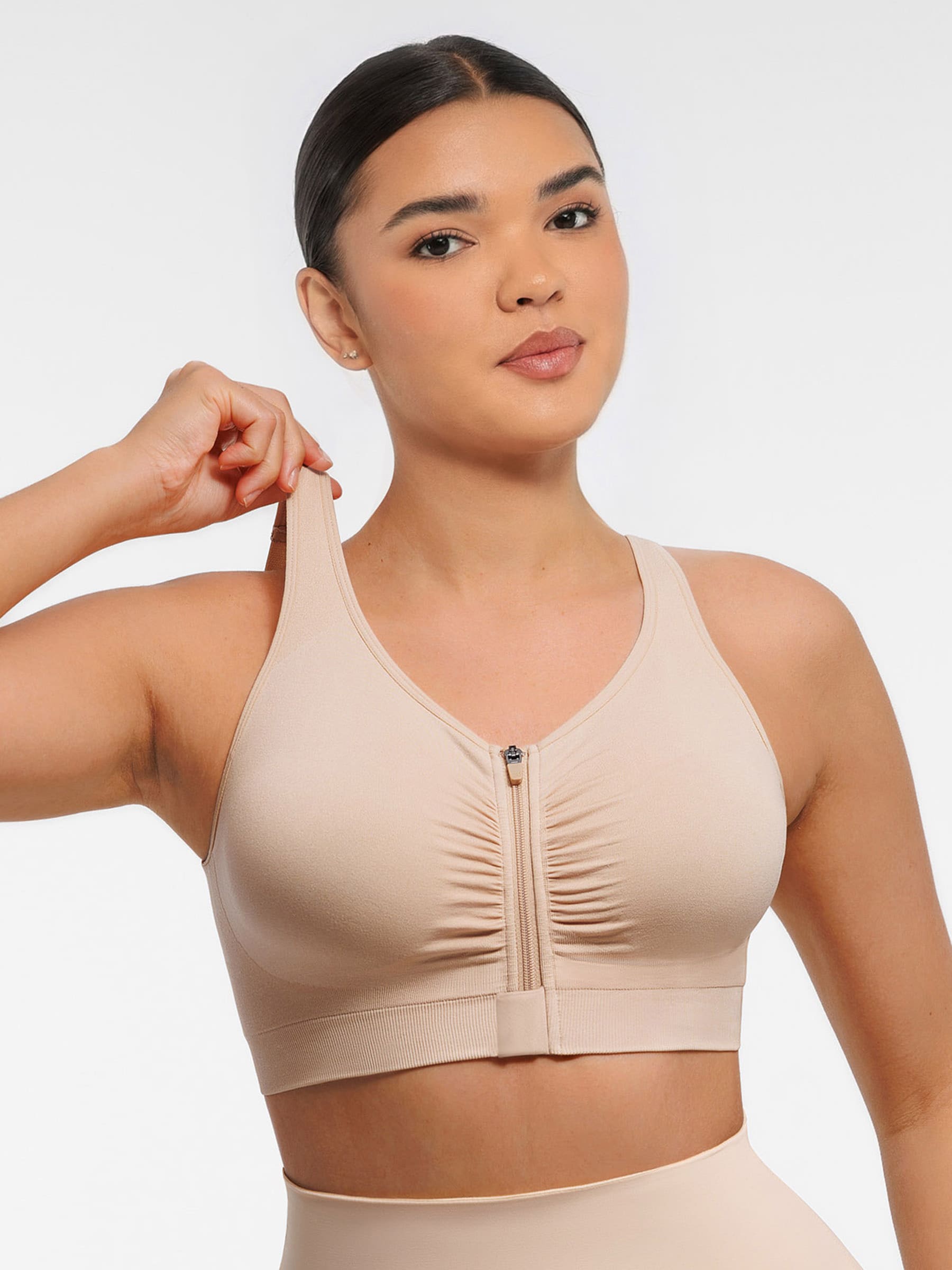 Soutien-gorge sans coutures à fermeture éclair et ouverture sur le devant Feelingirl