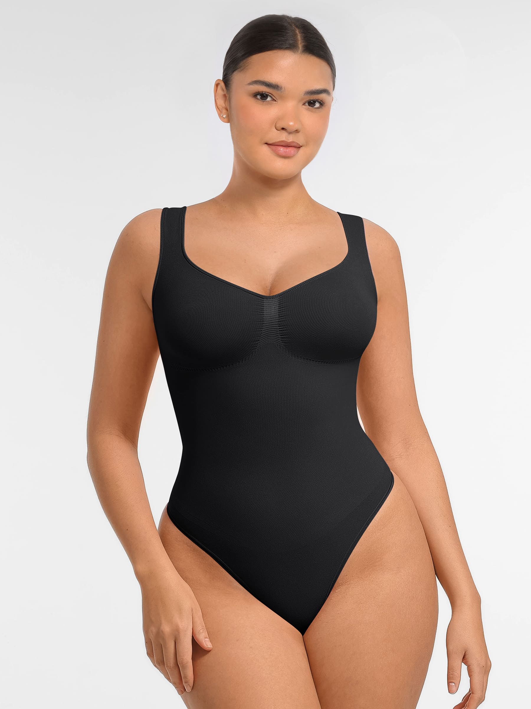Feelingirl Tummy Control Seamless Wide Strap Bodysuit