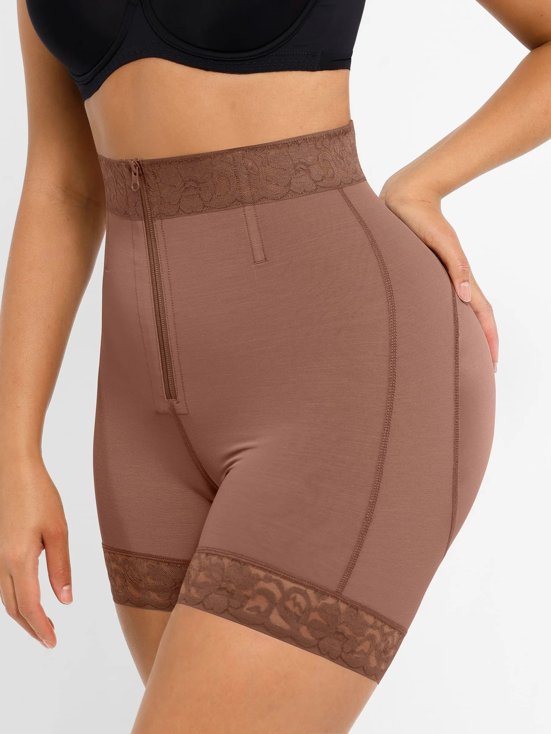 Feelingirl Short gainant gainant pour le ventre et rehausseur de fesses avec fermoirs et fermeture éclair