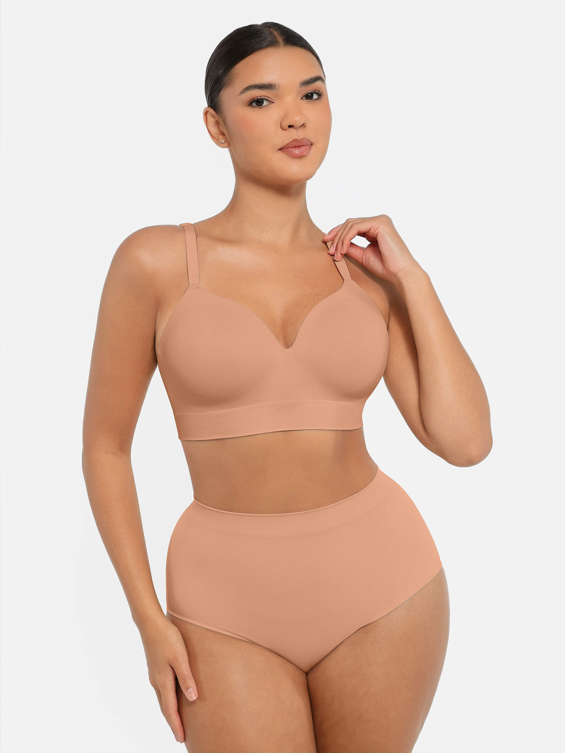 Feelingirl Wireless Push-Up Bra & Seamless Tummy Control Brief Set