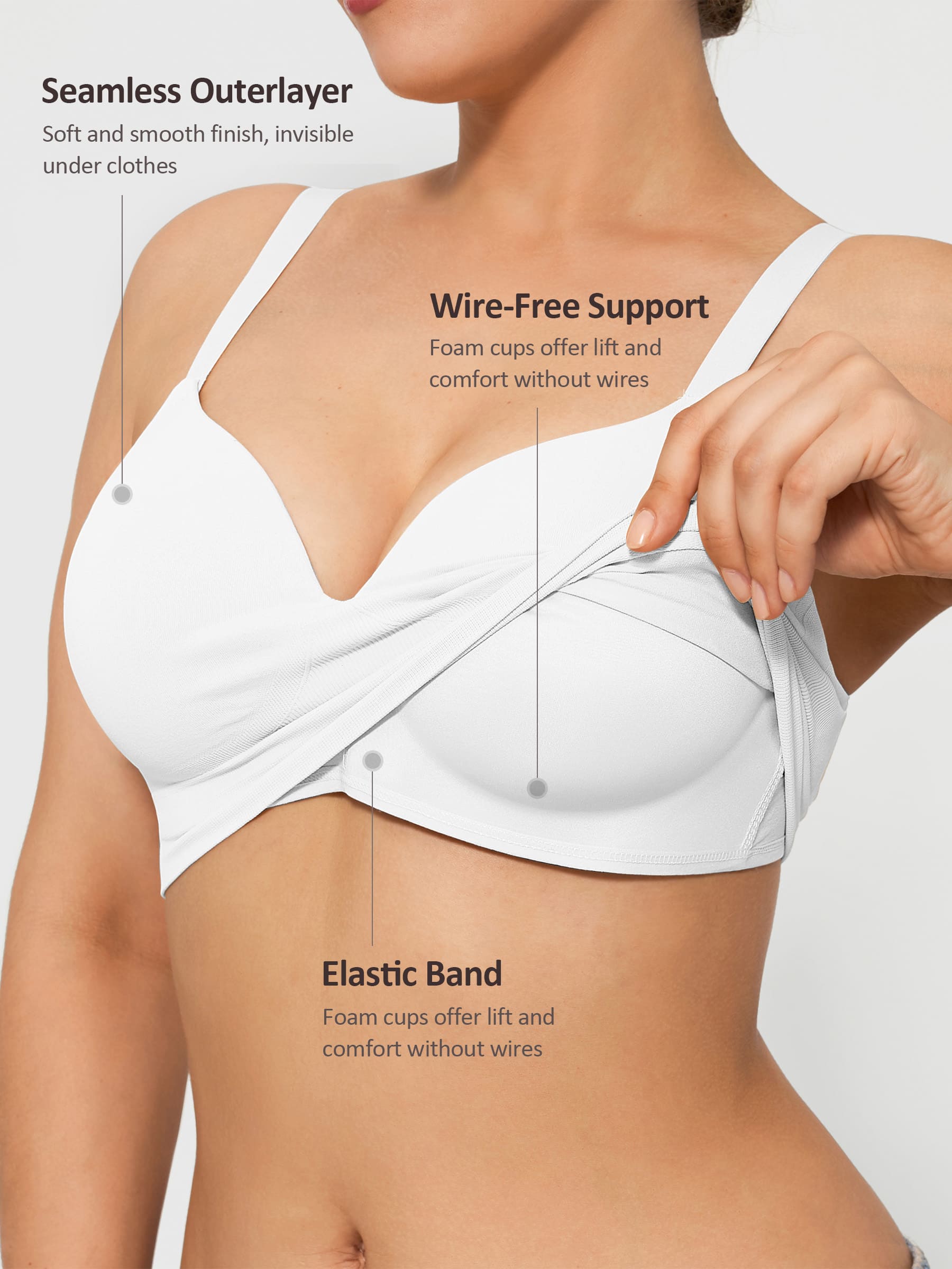 Feelingirl Wireless Push-Up Seamless Comfort Full Coverage Bra