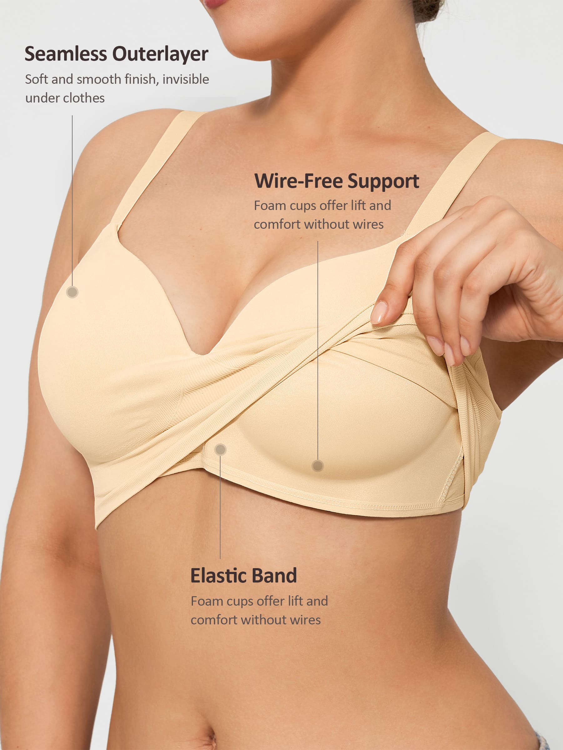 Feelingirl Wireless Push-Up Seamless Comfort Full Coverage Bra