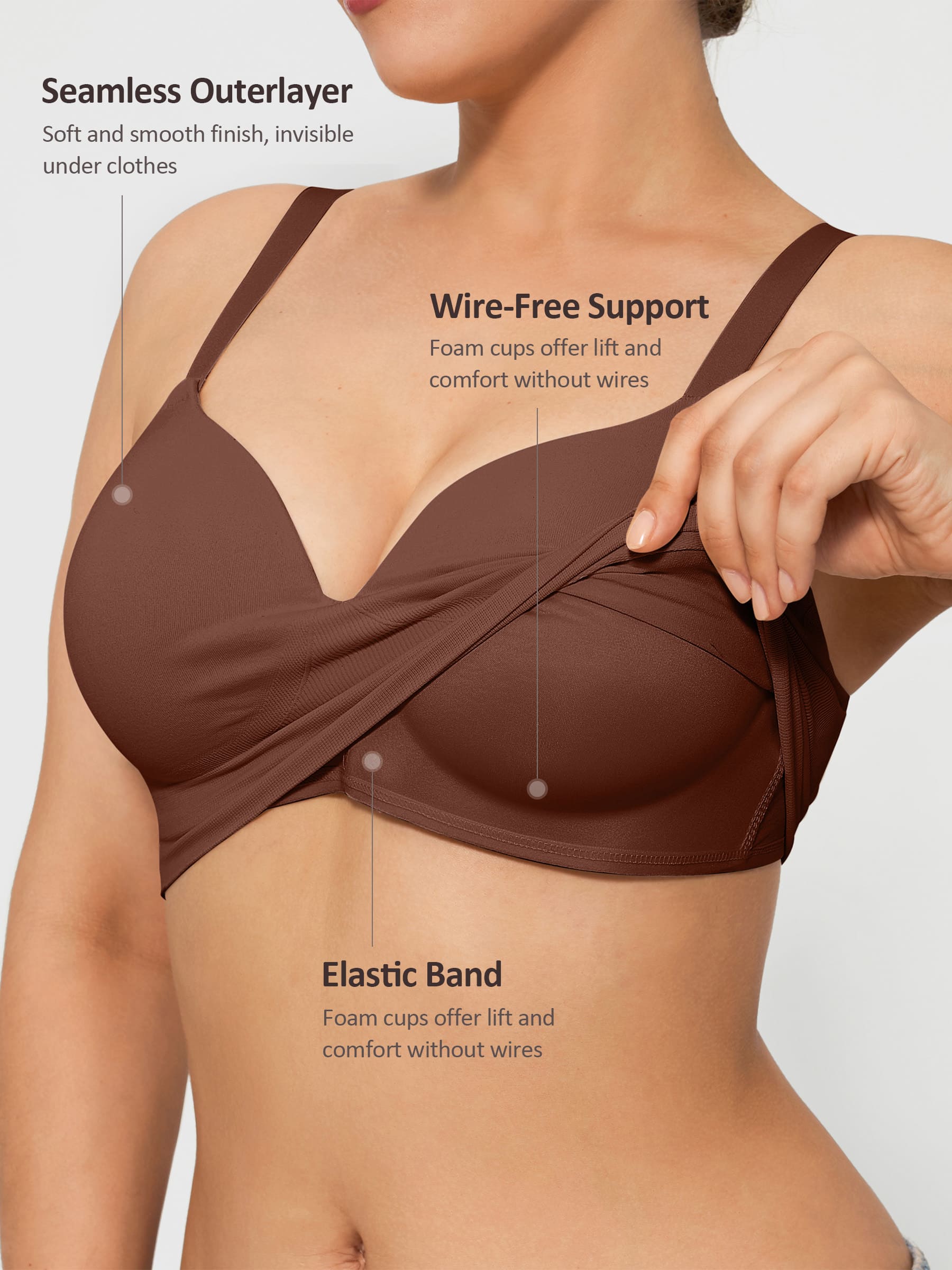 Feelingirl Wireless Push-Up Seamless Comfort Full Coverage Bra