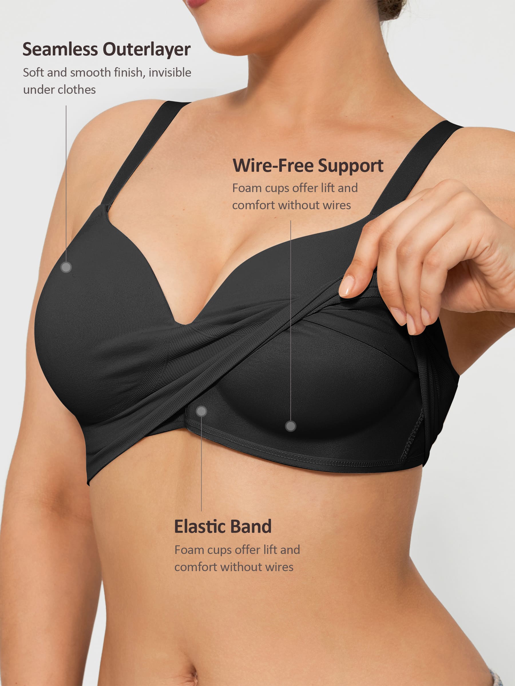 Feelingirl Wireless Push-Up Seamless Comfort Full Coverage Bra