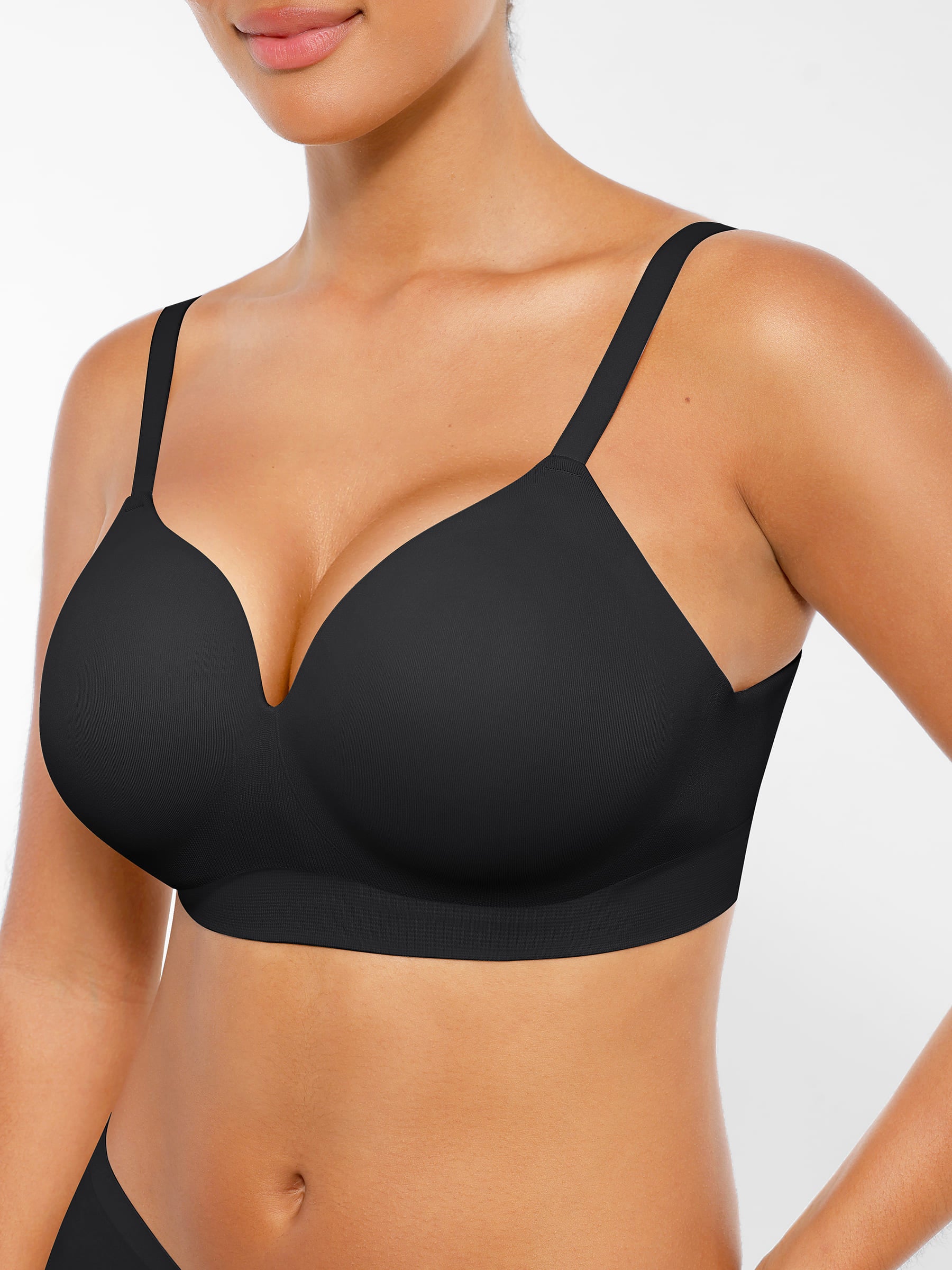 Feelingirl Wireless Seamless Push-Up V-neck Bra