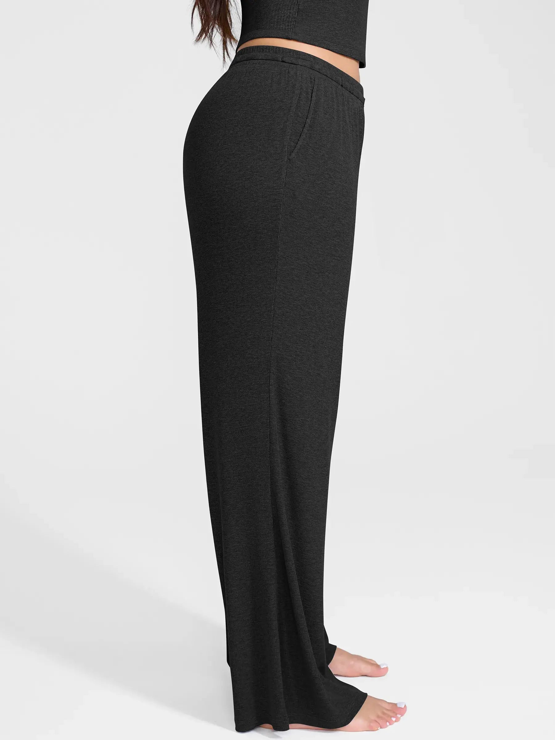 Feelingirl Breathable Ribbed Lounge Pants for Home Comfort