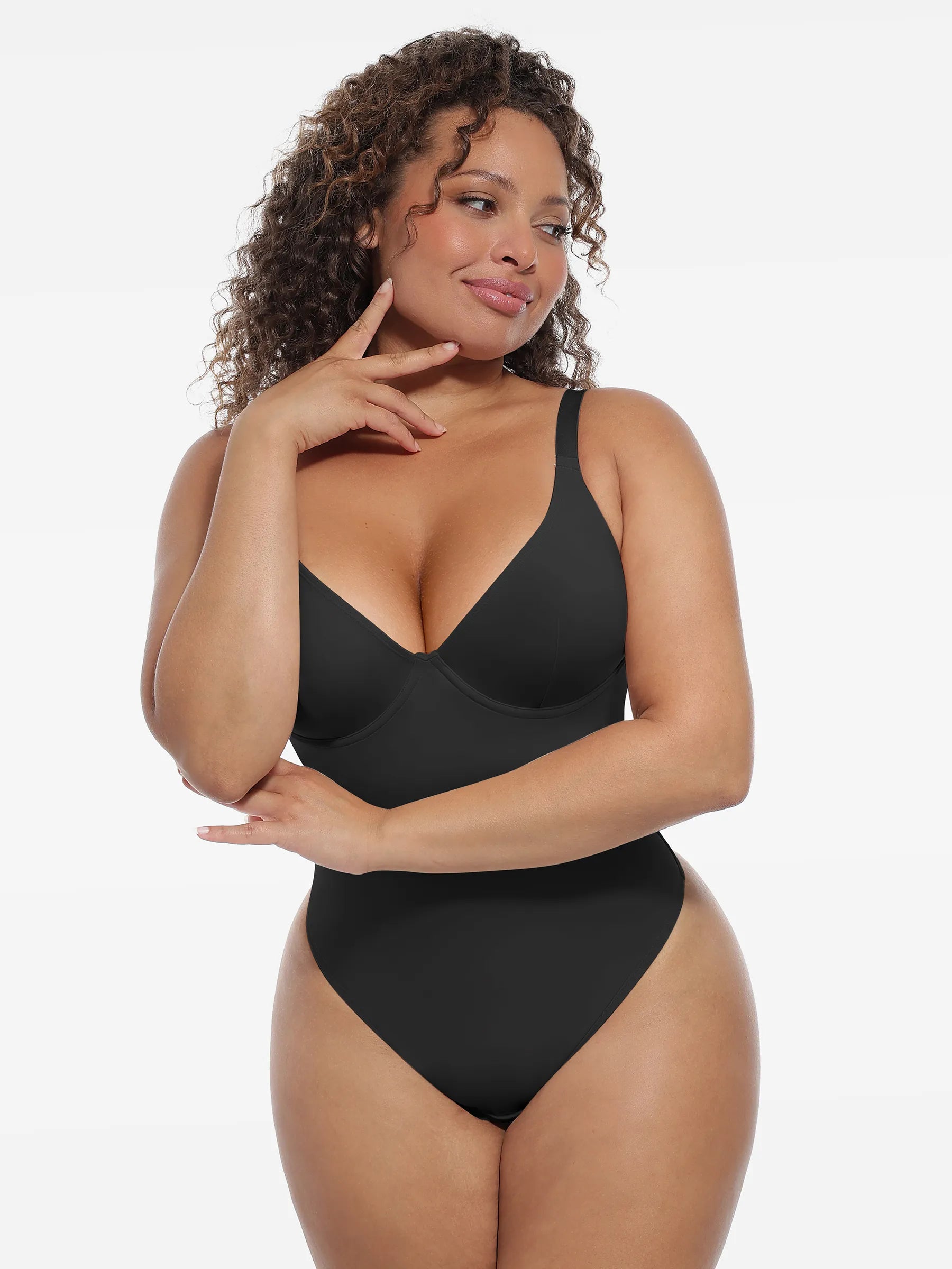 Feelingirl Shapewear-Bodysuit mit tiefem V-Ausschnitt und Bauchkontrolle