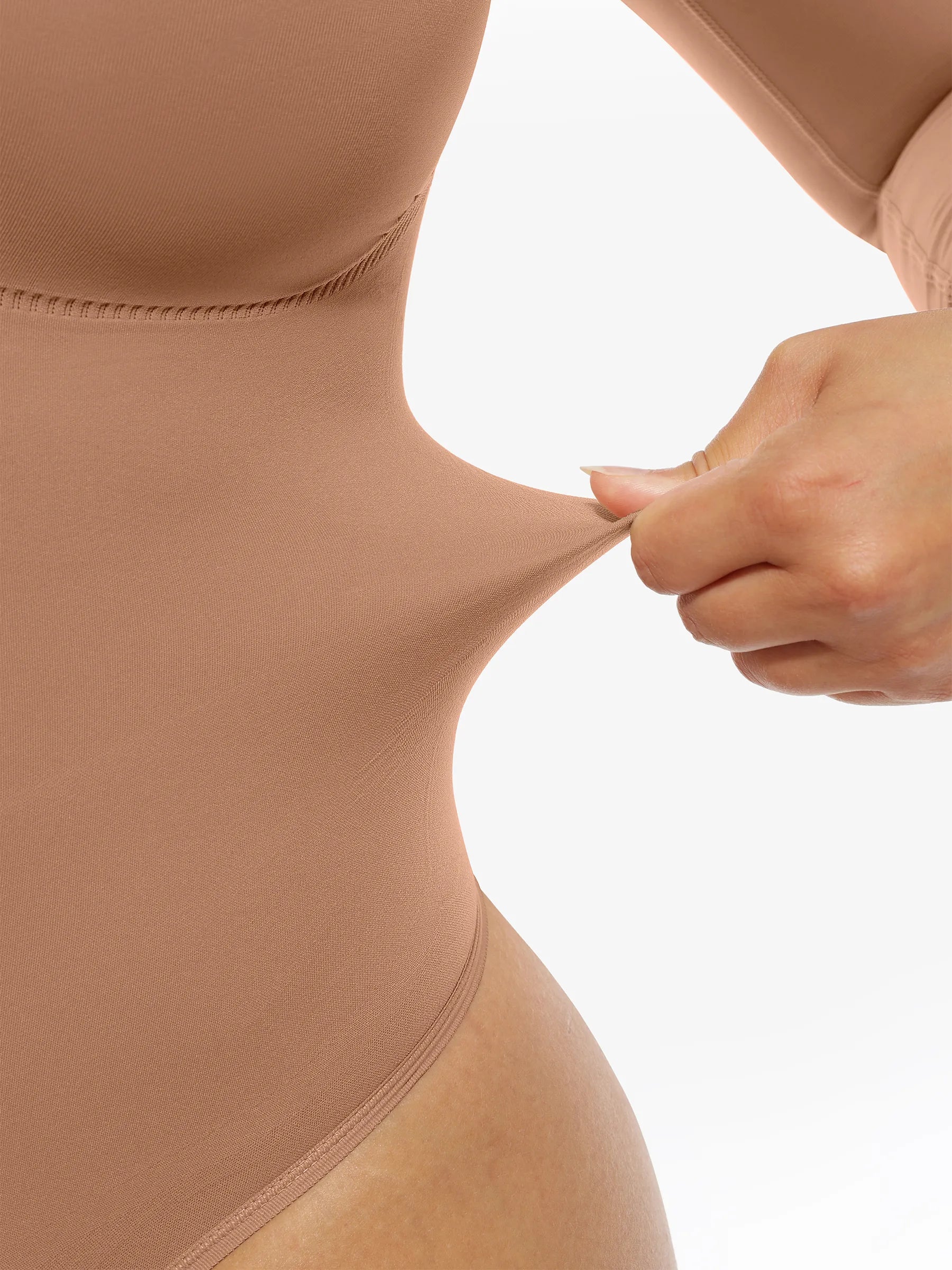 Feelingirl Nahtloser, langärmliger Tanga-Bodysuit zur Bauchkontrolle