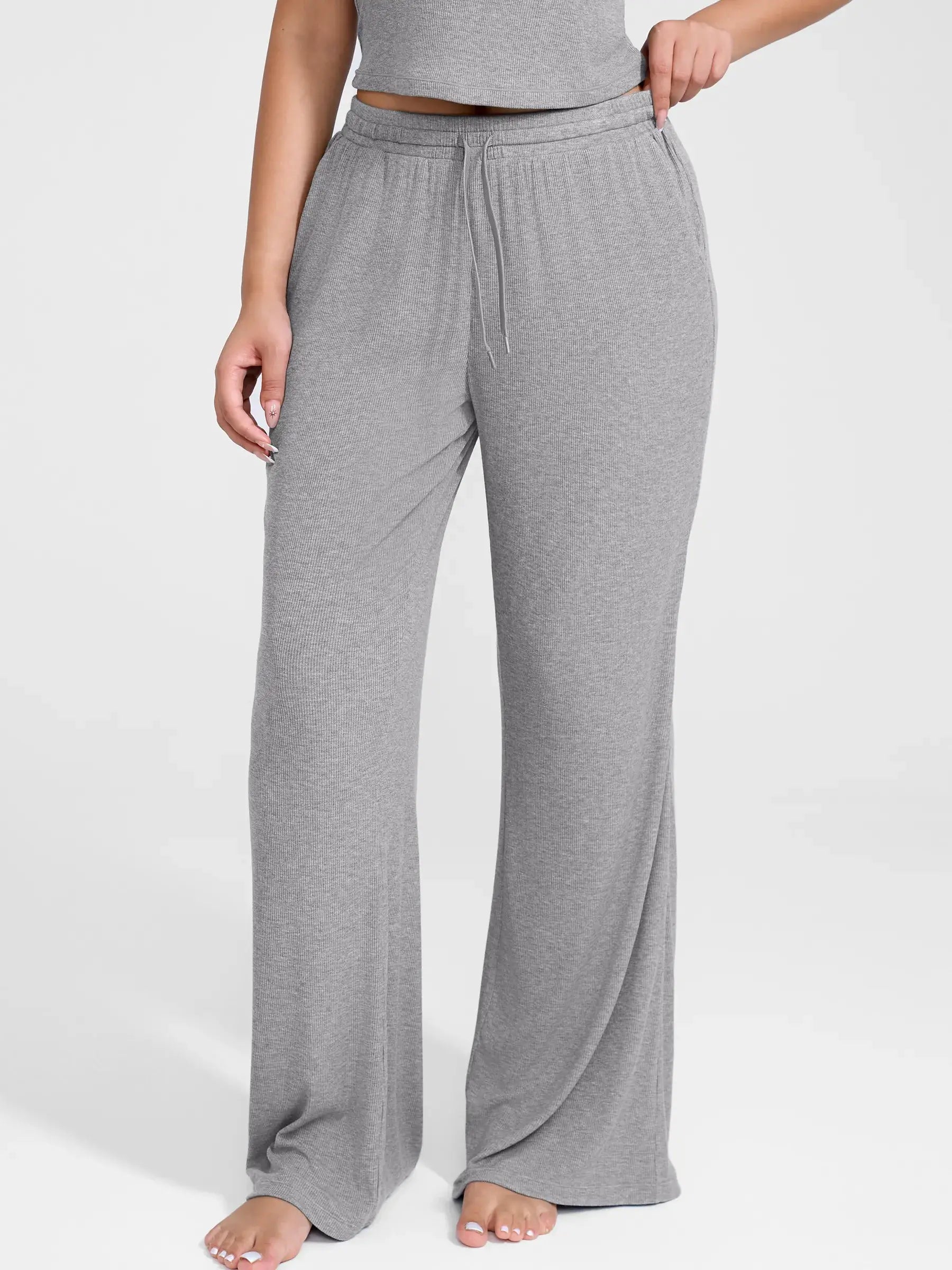 Feelingirl Breathable Ribbed Lounge Pants for Home Comfort