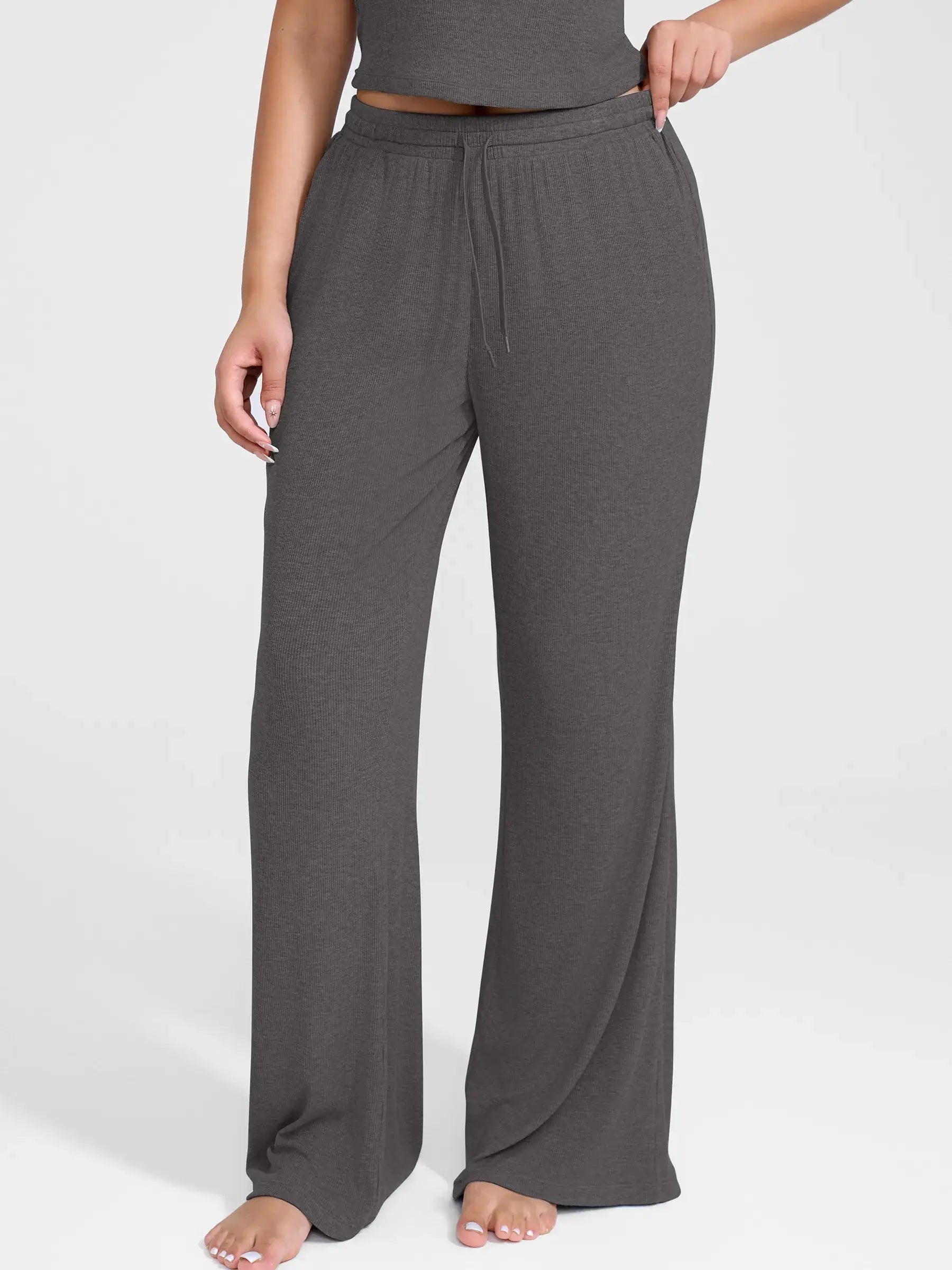 Feelingirl Breathable Ribbed Lounge Pants for Home Comfort