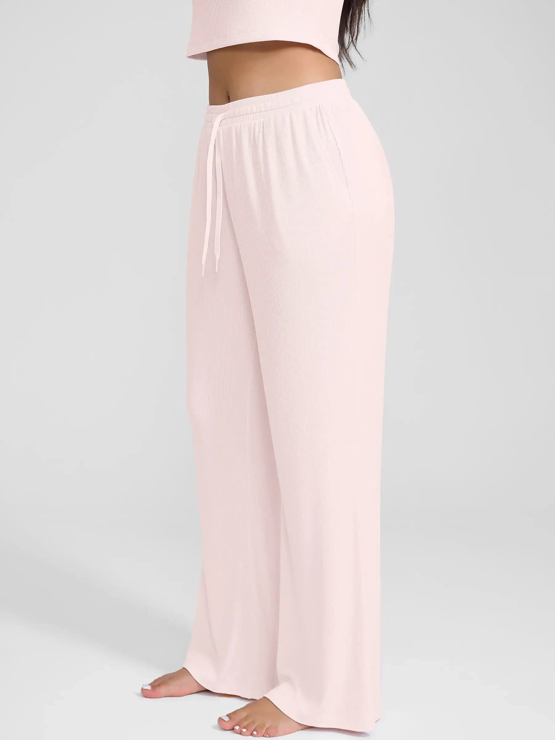 Feelingirl Breathable Ribbed Lounge Pants for Home Comfort