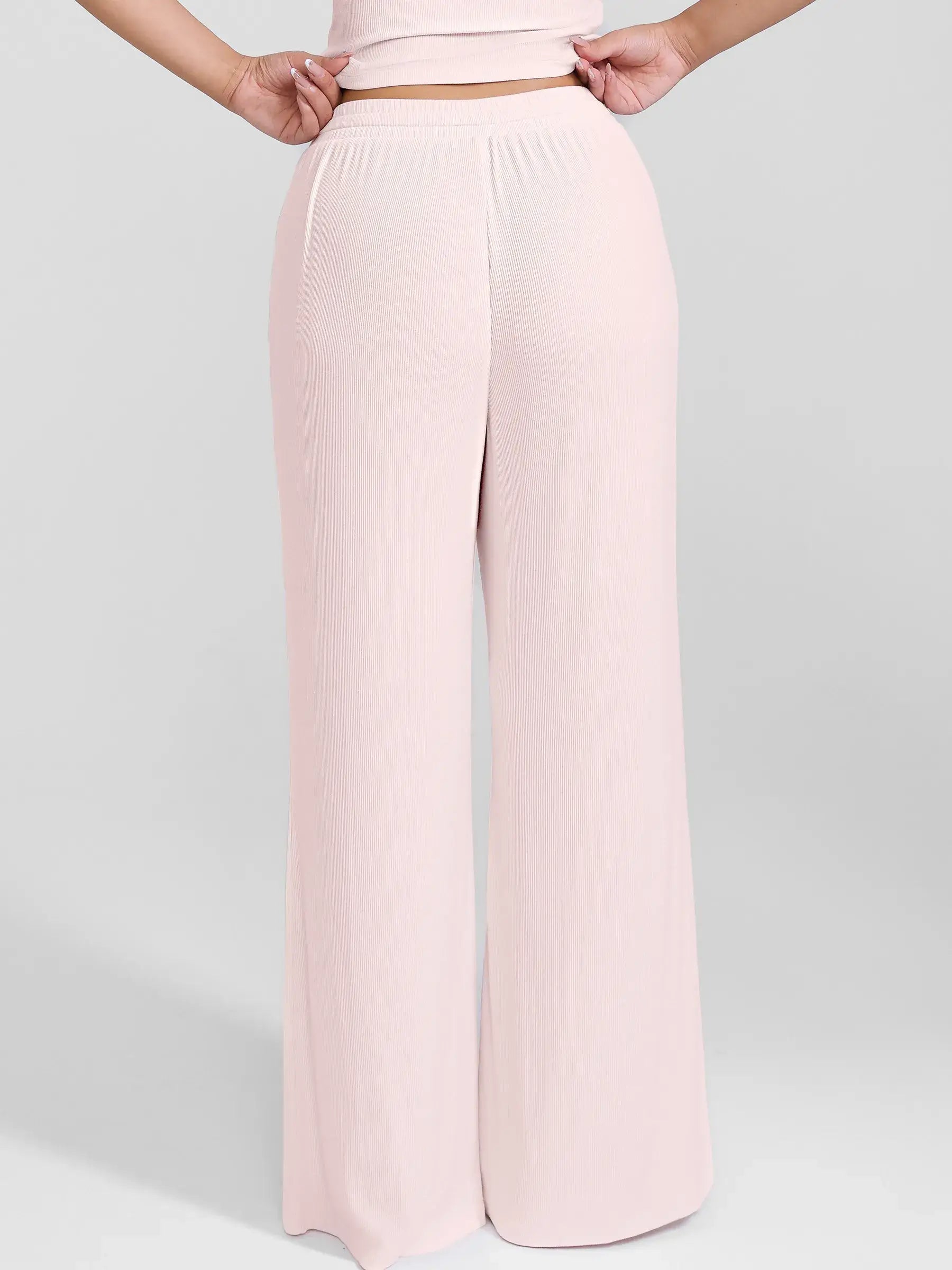 Feelingirl Breathable Ribbed Lounge Pants for Home Comfort