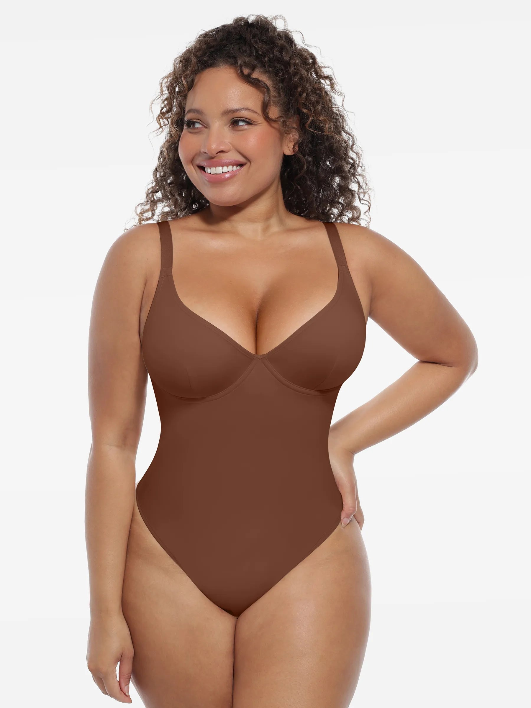 Feelingirl Shapewear-Bodysuit mit tiefem V-Ausschnitt und Bauchkontrolle