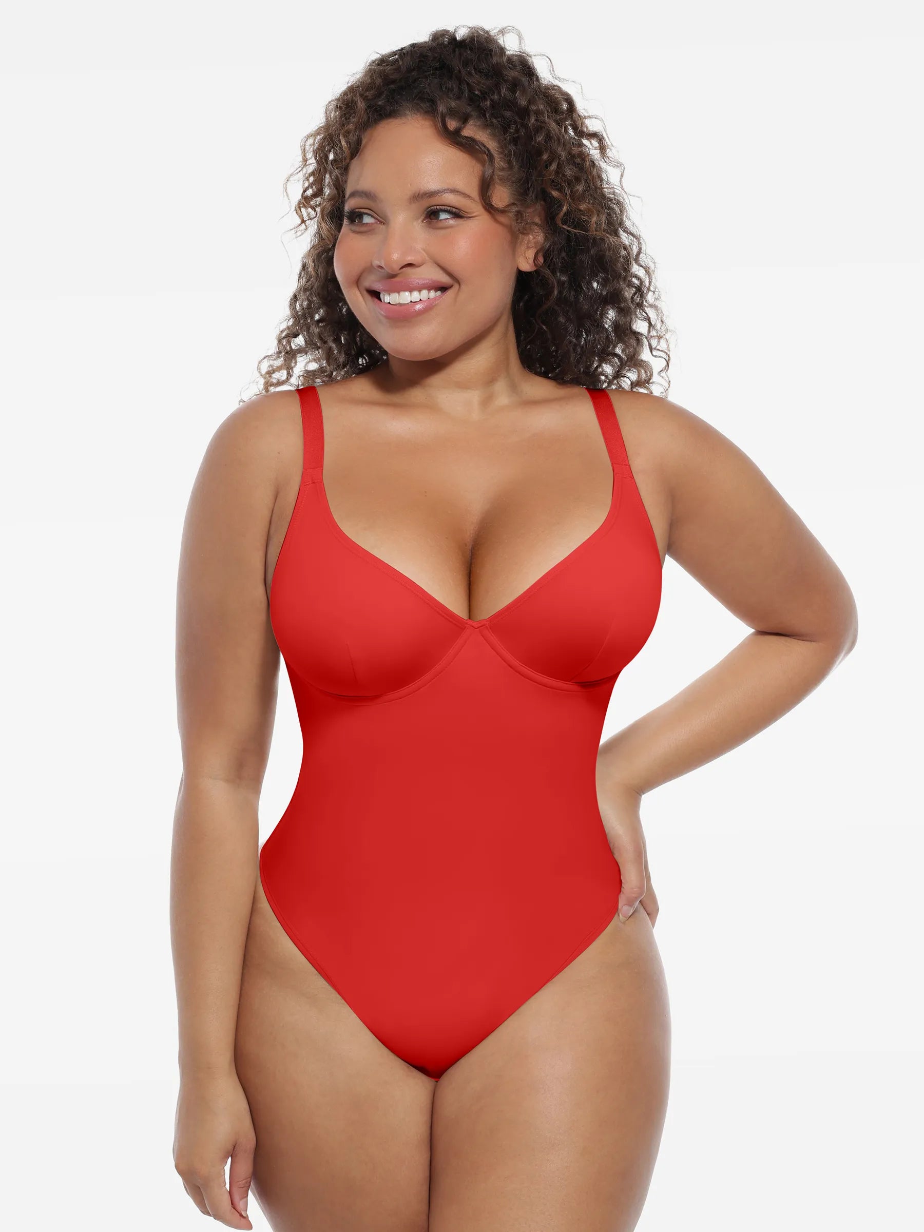 Feelingirl Shapewear-Bodysuit mit tiefem V-Ausschnitt und Bauchkontrolle