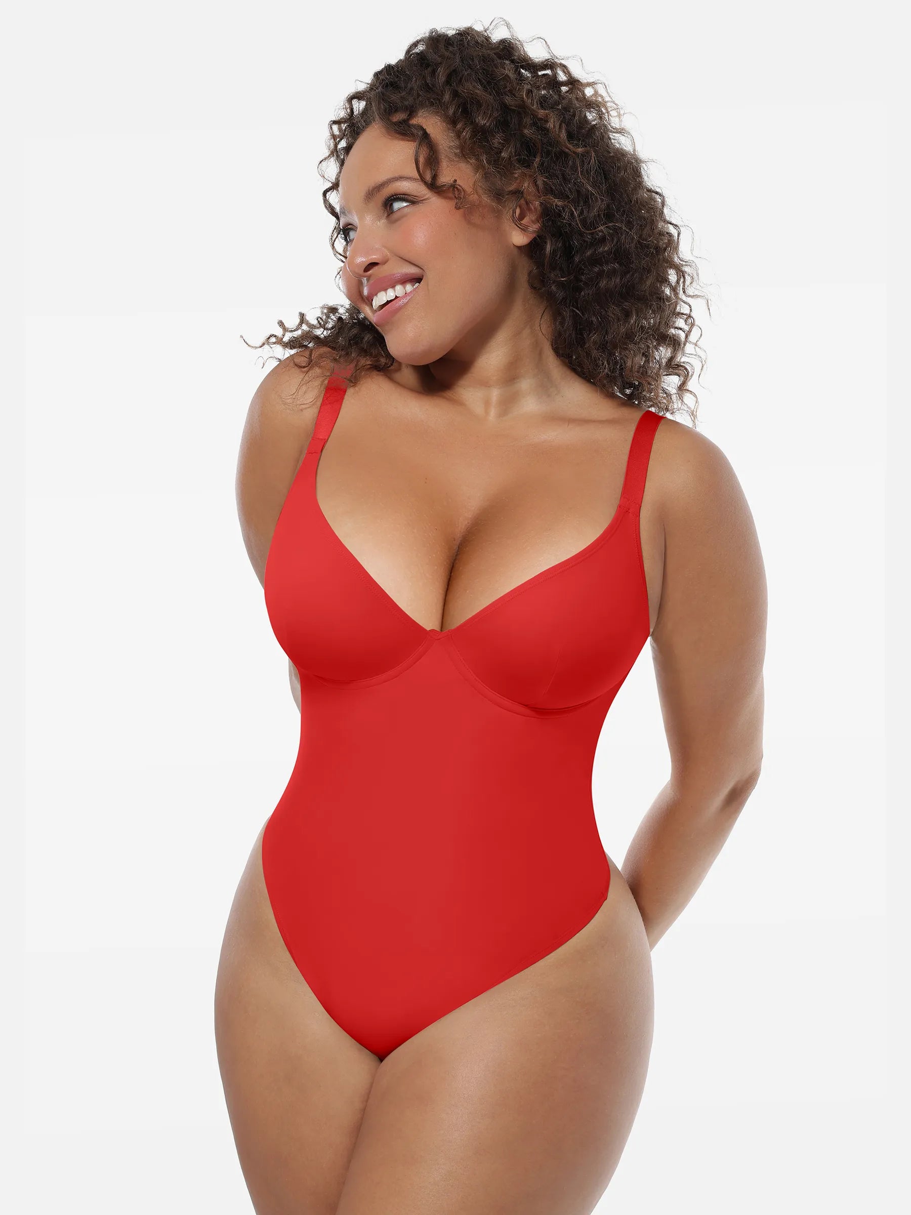 Feelingirl Shapewear-Bodysuit mit tiefem V-Ausschnitt und Bauchkontrolle