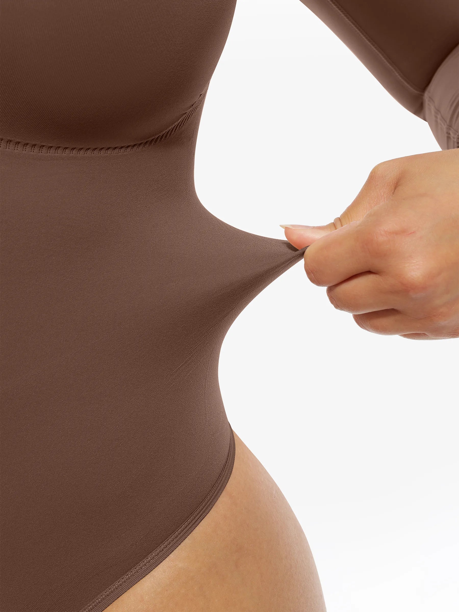 Feelingirl Nahtloser, langärmliger Tanga-Bodysuit zur Bauchkontrolle