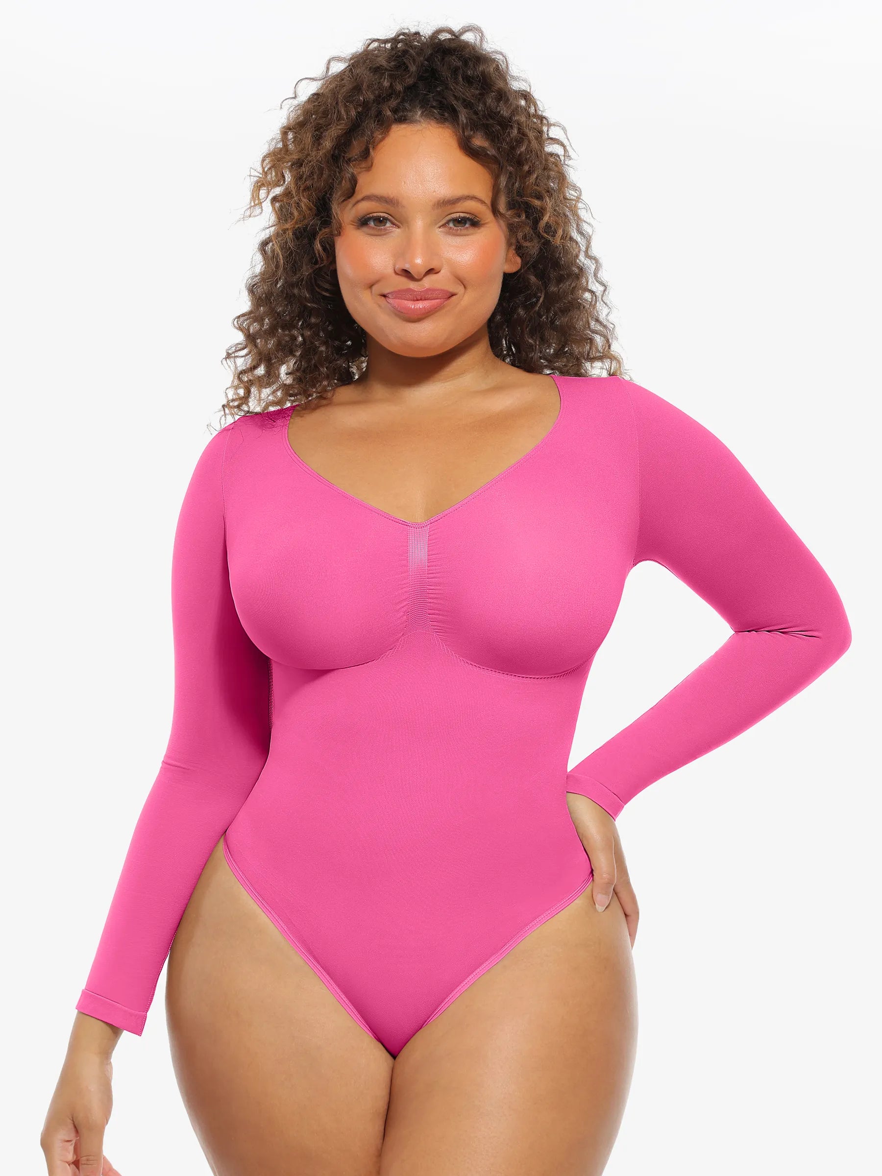 Feelingirl Nahtloser, langärmliger Tanga-Bodysuit zur Bauchkontrolle