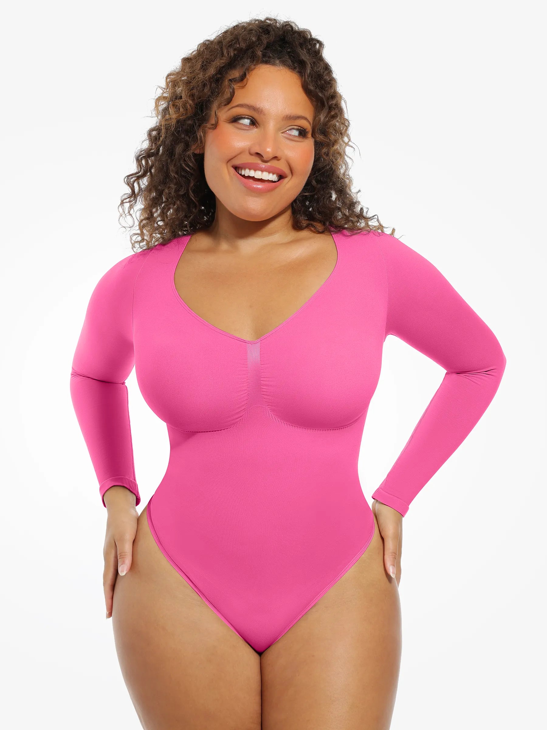Feelingirl Nahtloser, langärmliger Tanga-Bodysuit zur Bauchkontrolle