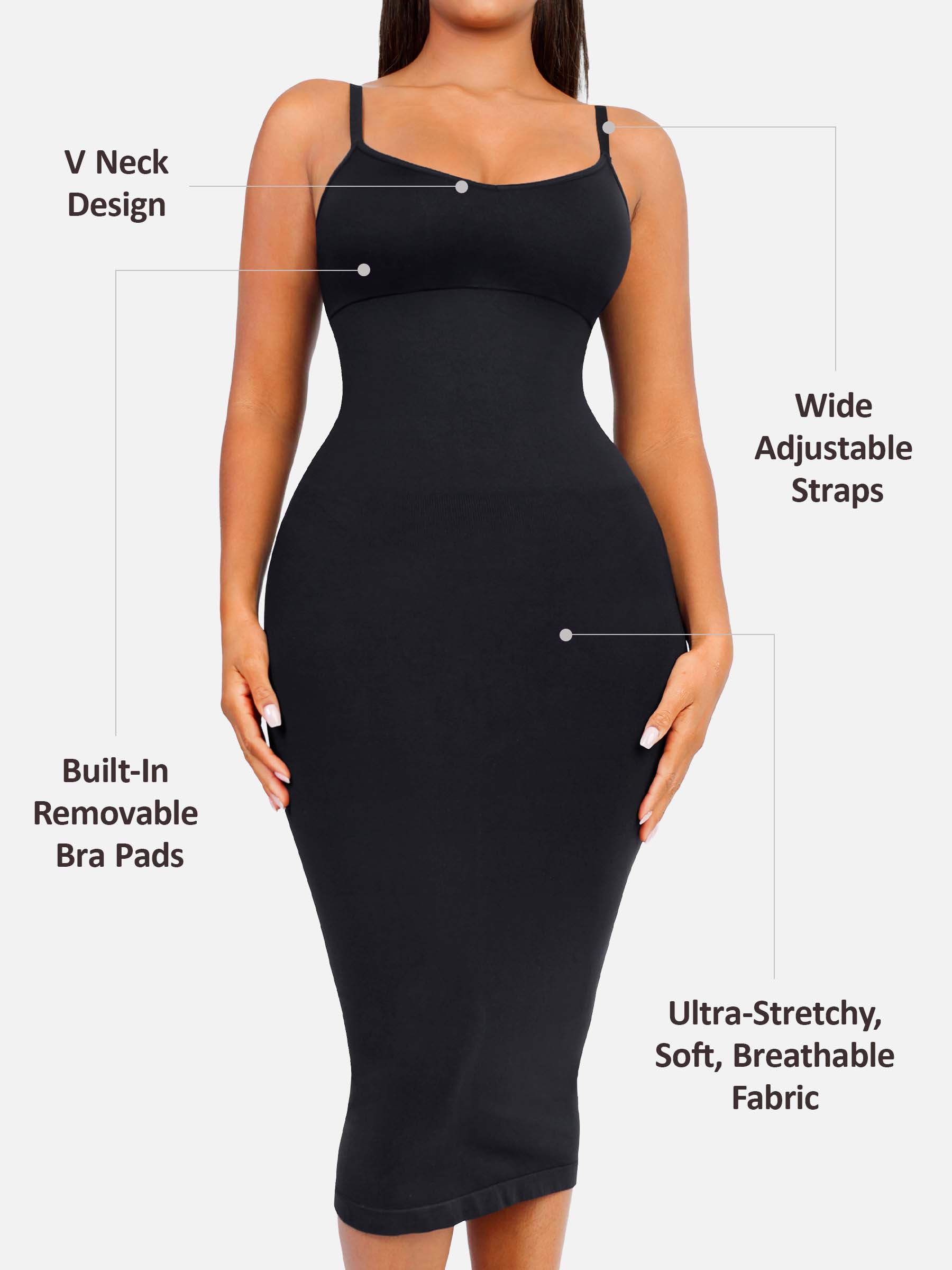 Robe mi-longue gainante sans coutures Feelingirl