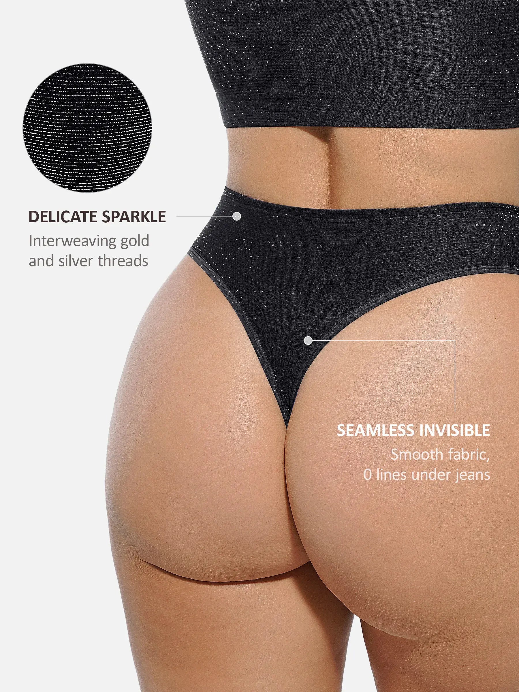 String taille basse scintillant sans coutures Feelingirl
