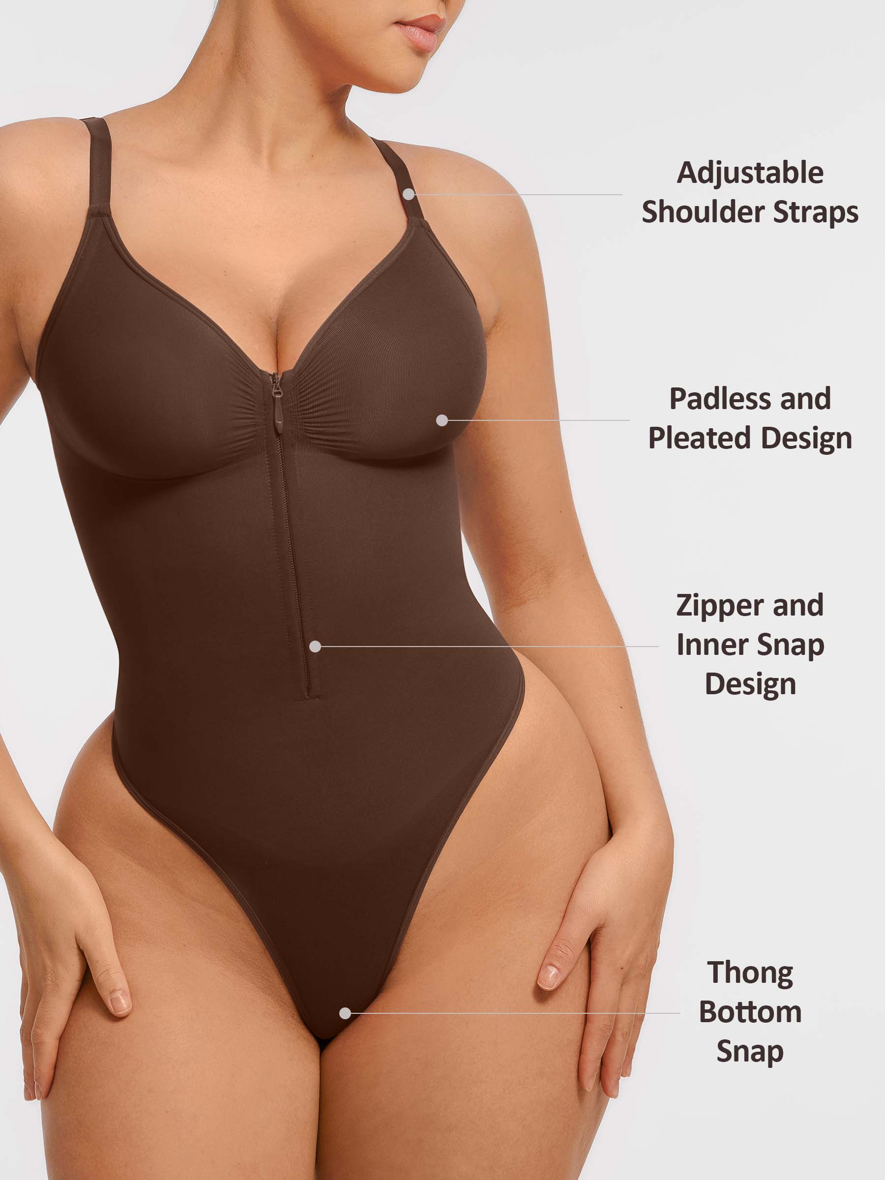 Feelingirl Bauchkontrolle, nahtloser, formender Bodysuit mit Reißverschluss