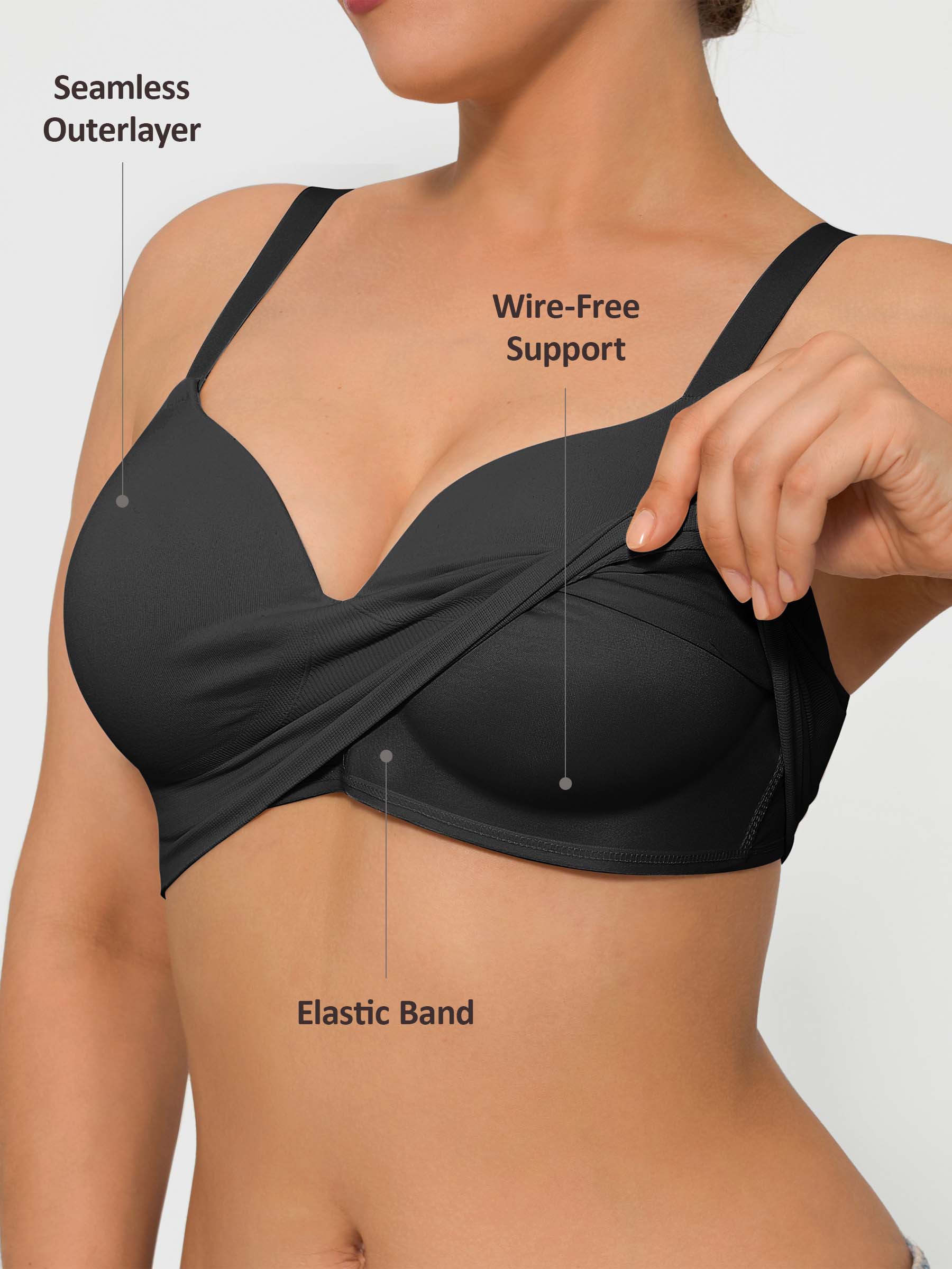 Feelingirl Wireless Seamless Push-Up V-neck Bra