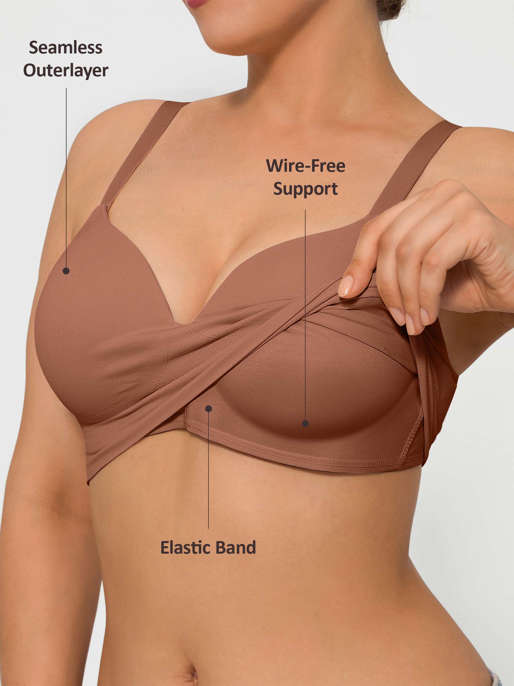 Feelingirl Wireless Seamless Push-Up V-neck Bra