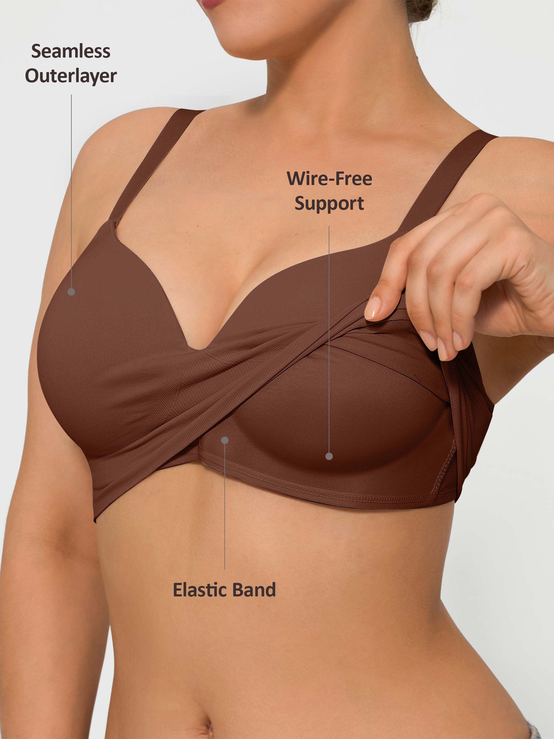 Feelingirl Wireless Seamless Push-Up V-neck Bra