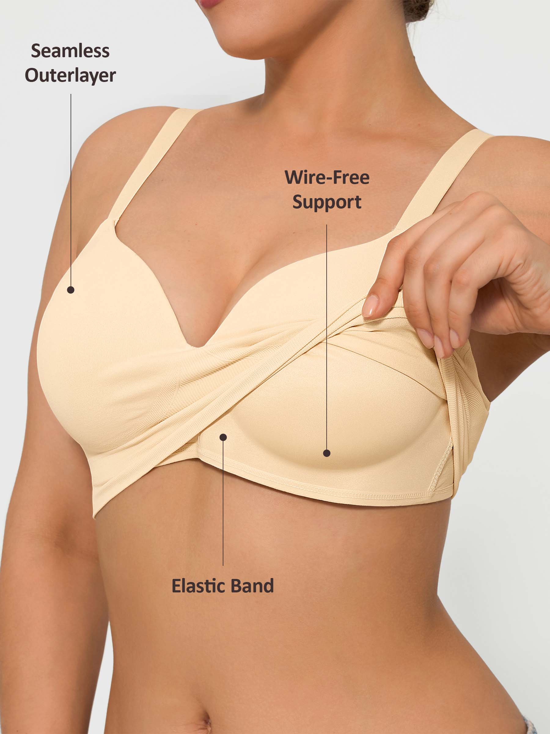 Feelingirl Wireless Seamless Push-Up V-neck Bra