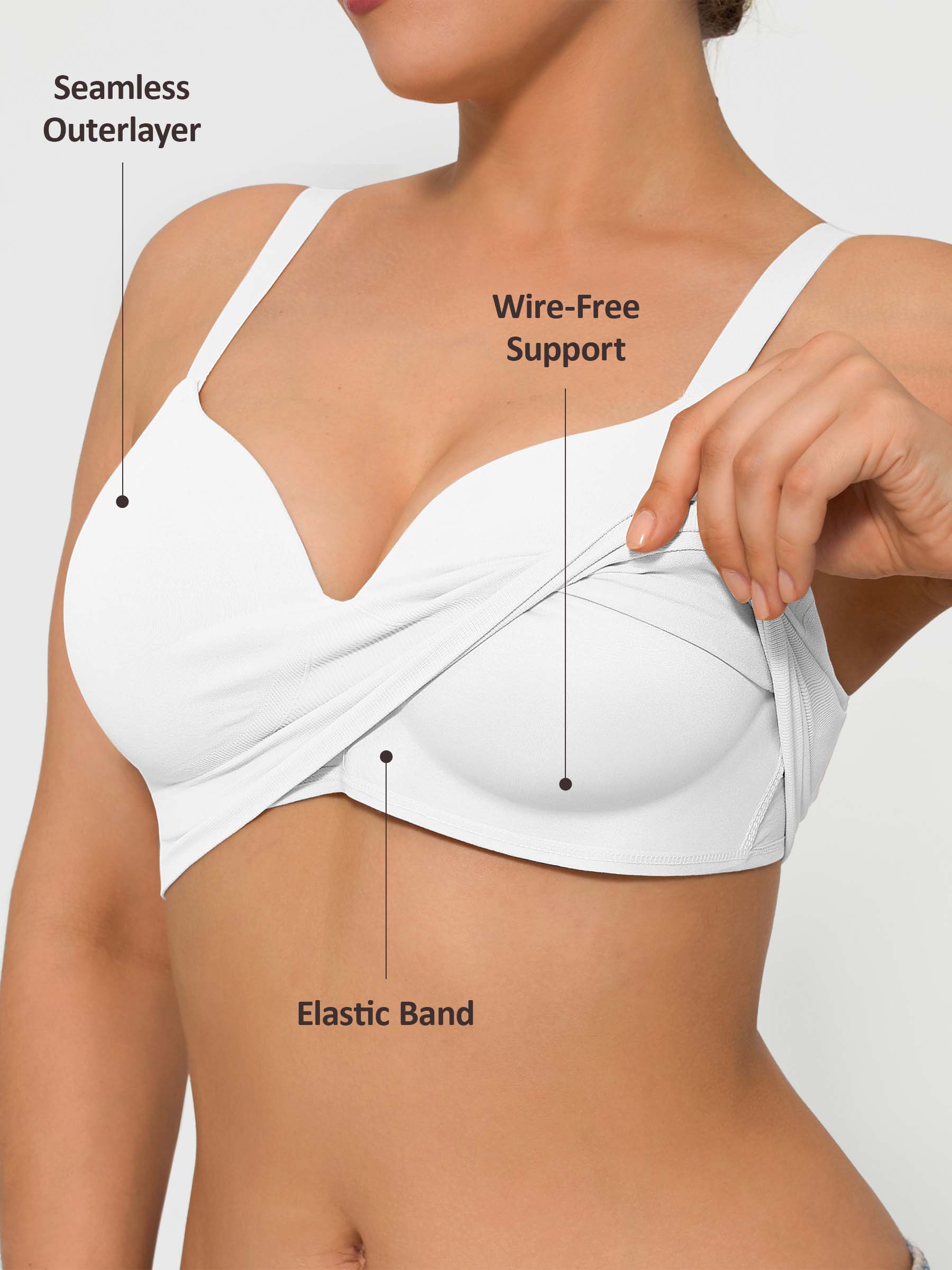 Feelingirl Wireless Seamless Push-Up V-neck Bra