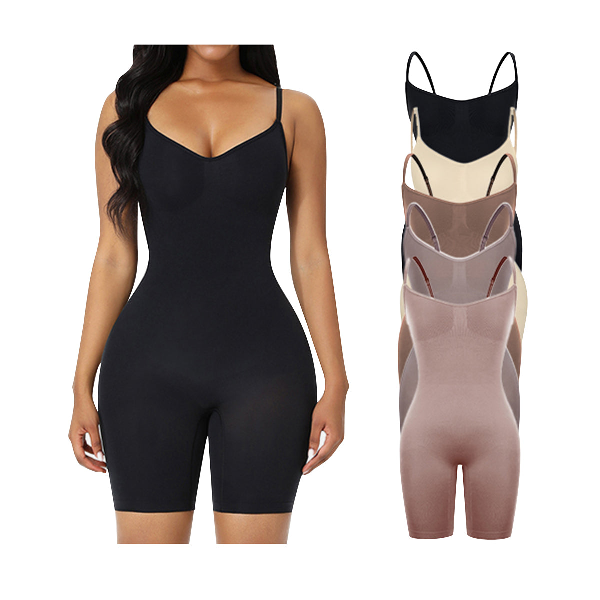 Women's Shapewear Bodysuit Tummy Control Body Suit Thong Body  Shaper,Backless Body Shaper Deep V Neck (Color : Coffee, Size : L)