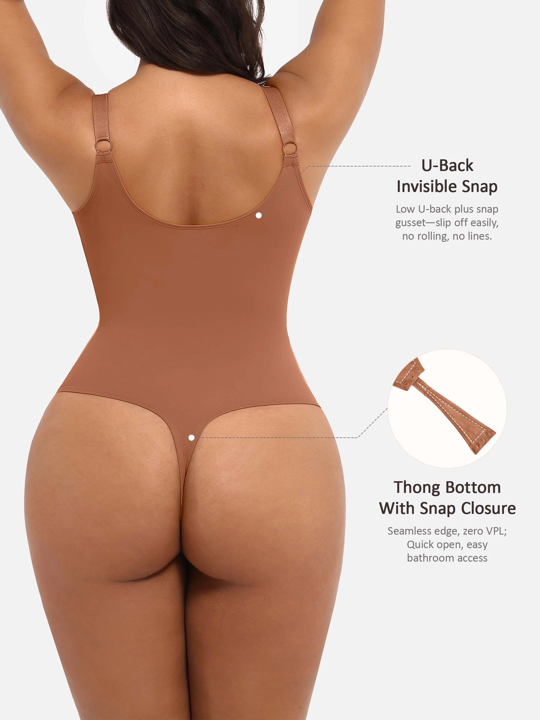 Feelingirl Deep V Neck Tummy Control Shapewear Bodysuit