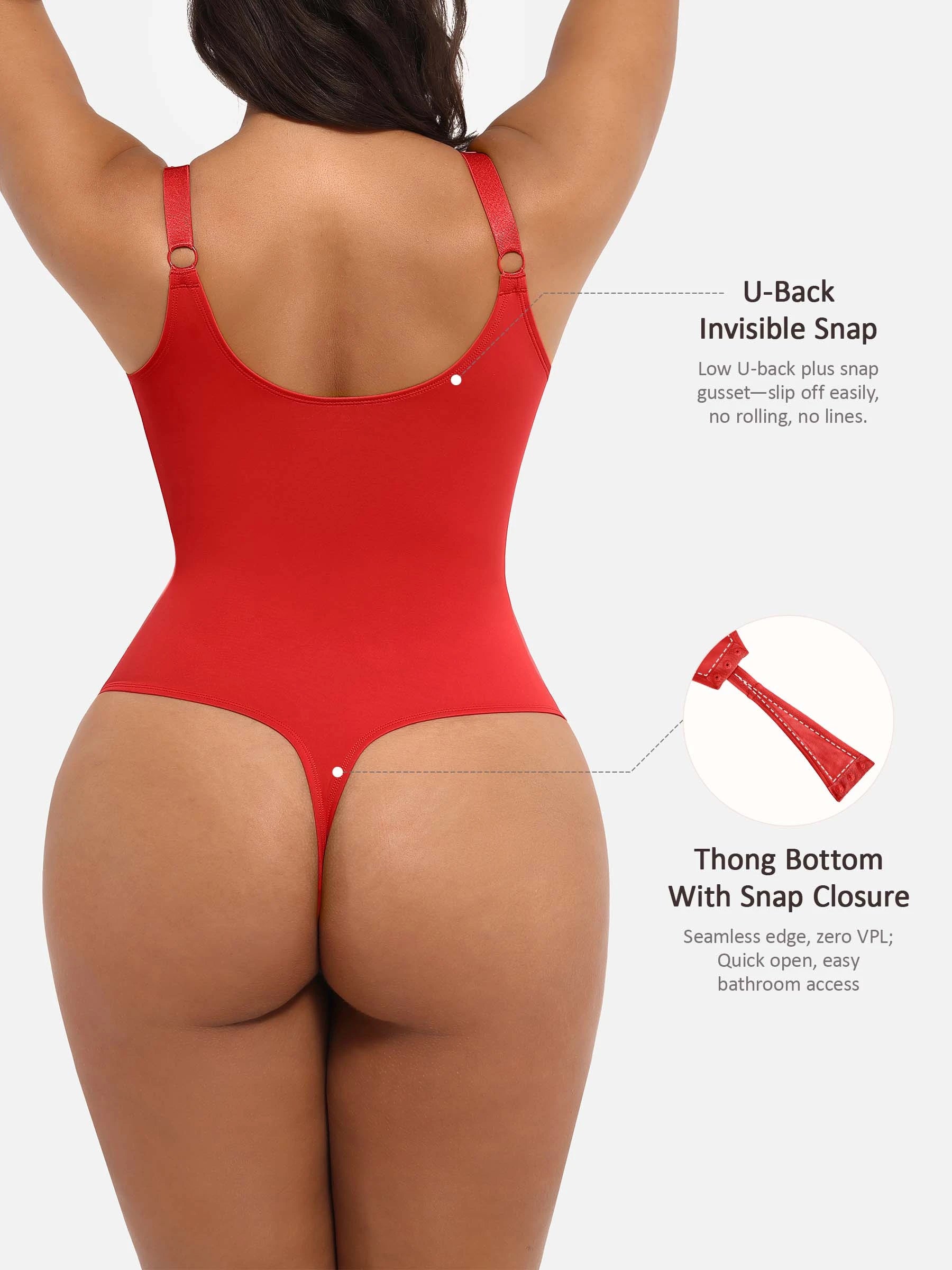 Feelingirl Deep V Neck Tummy Control Shapewear Bodysuit