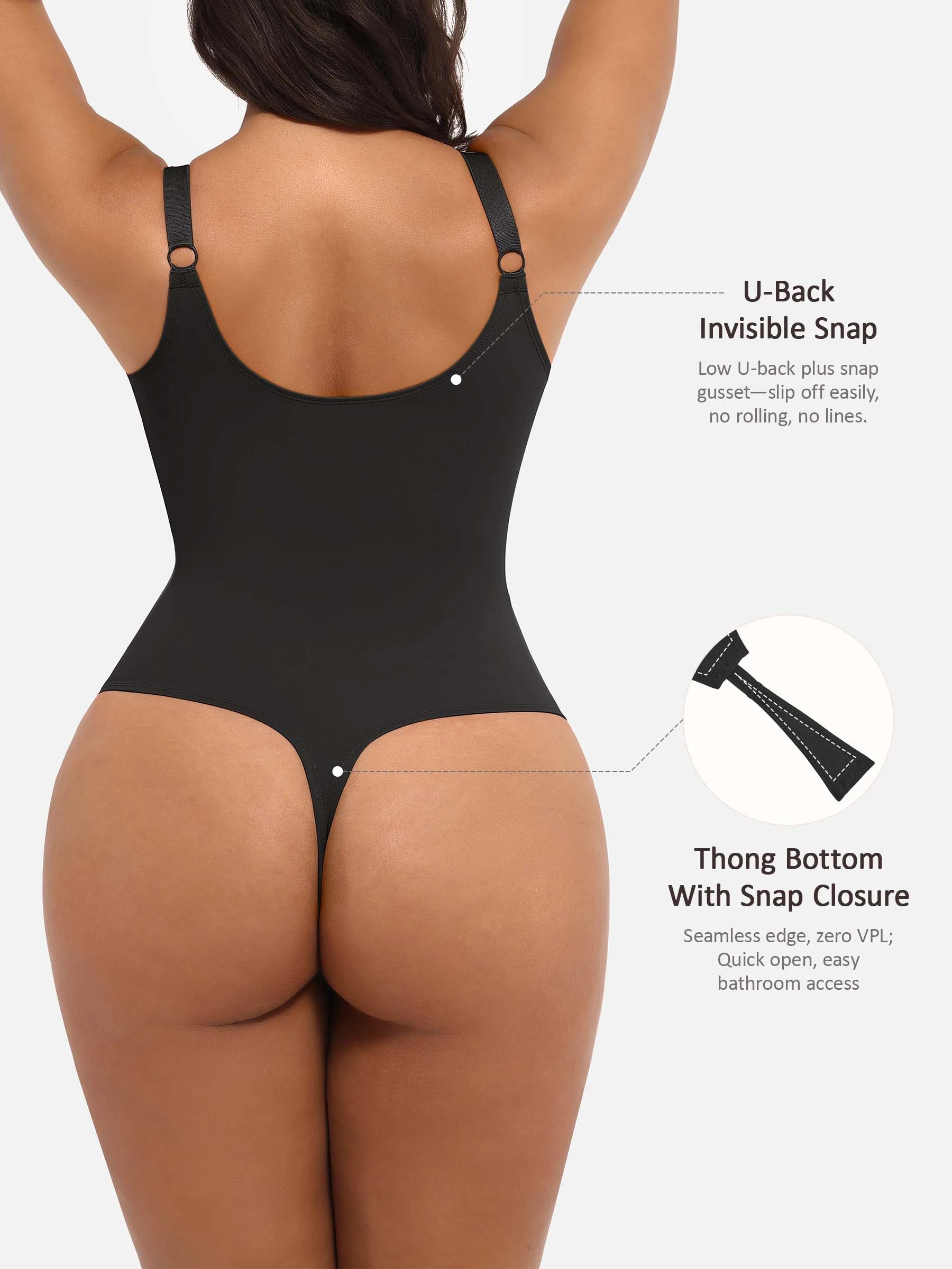 Feelingirl Deep V Neck Tummy Control Shapewear Bodysuit
