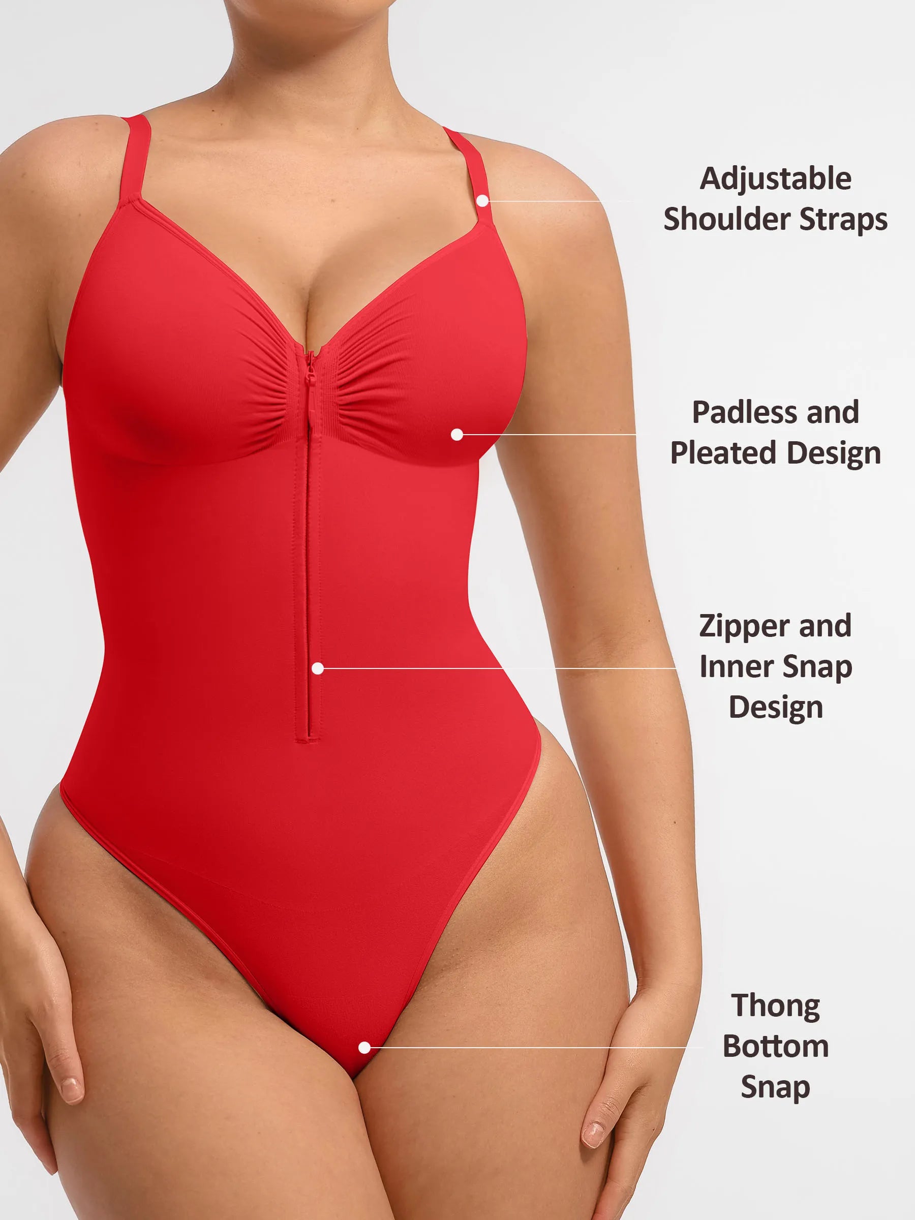 Feelingirl Tummy Control Seamless Zipper Shaping Bodysuit
