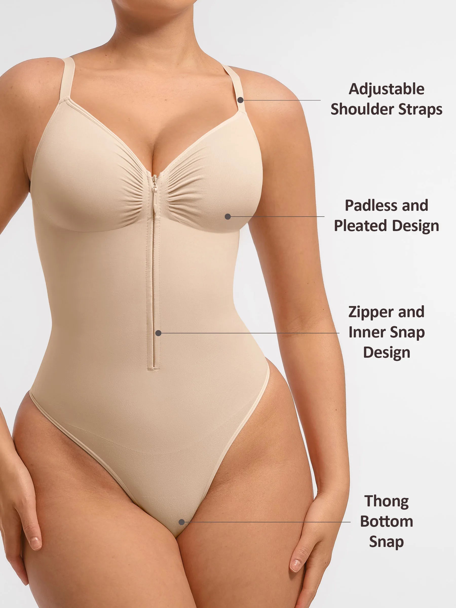 Feelingirl Tummy Control Seamless Zipper Shaping Bodysuit