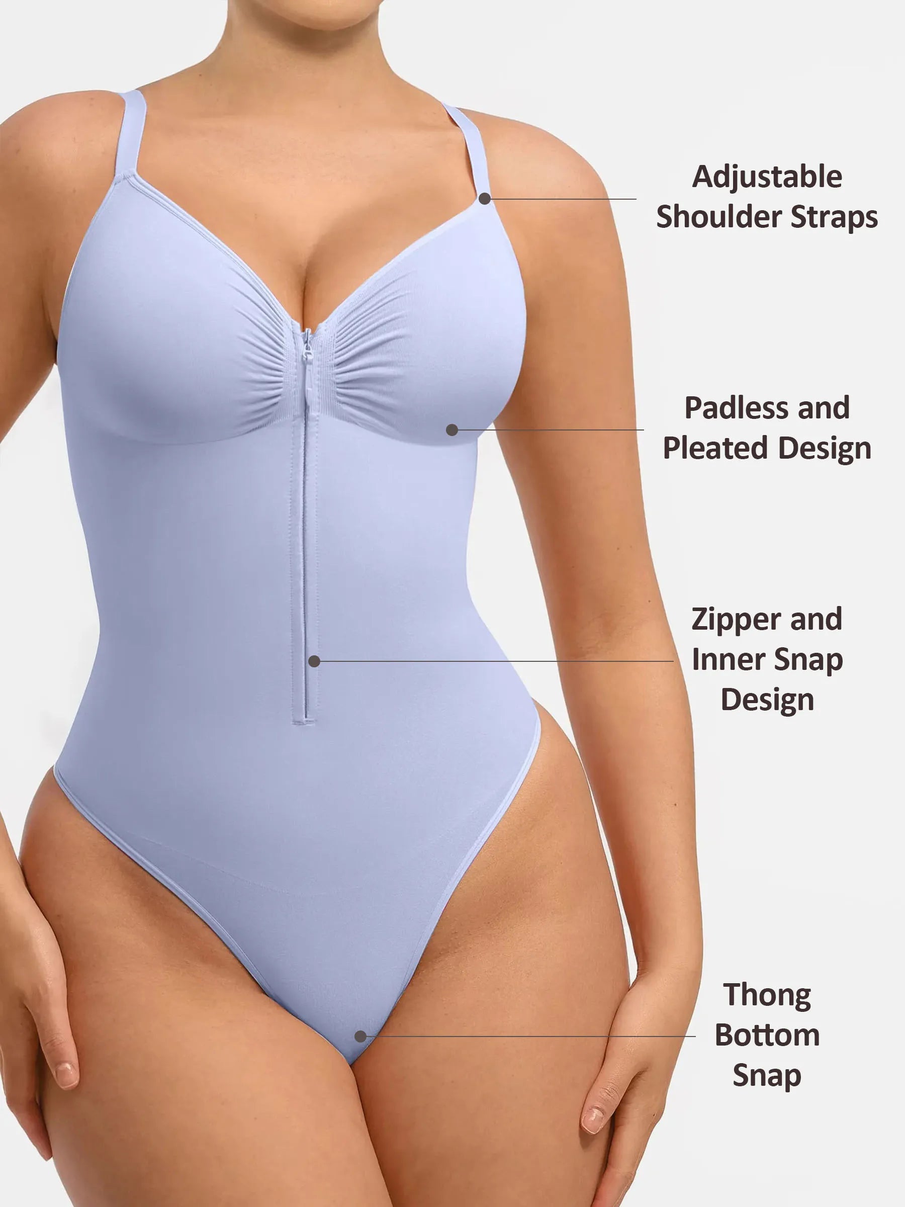 Feelingirl Tummy Control Seamless Zipper Shaping Bodysuit
