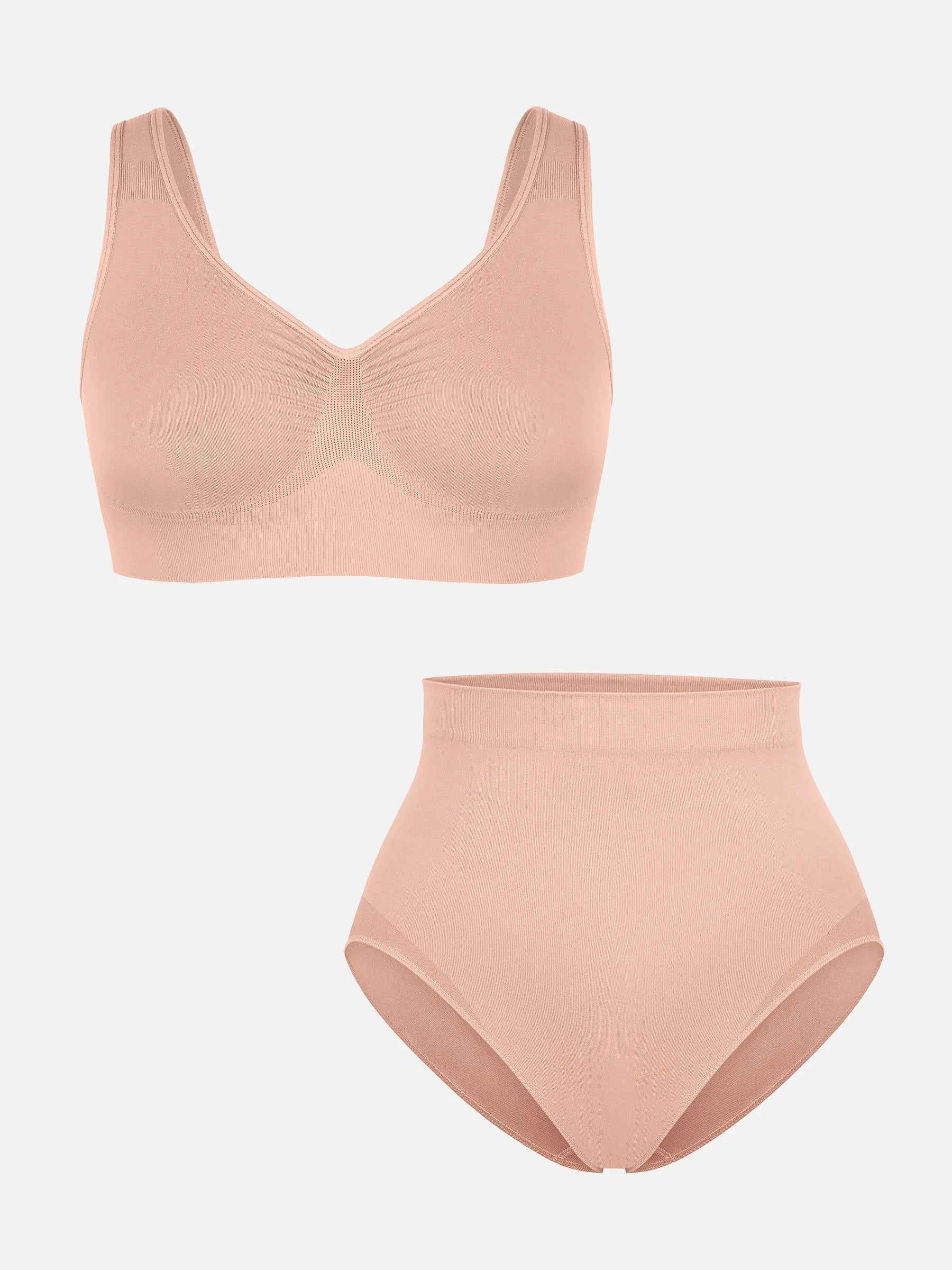 Conjunto de sujetador con tirantes anchos y braguita sin costuras Feelingirl con control de abdomen