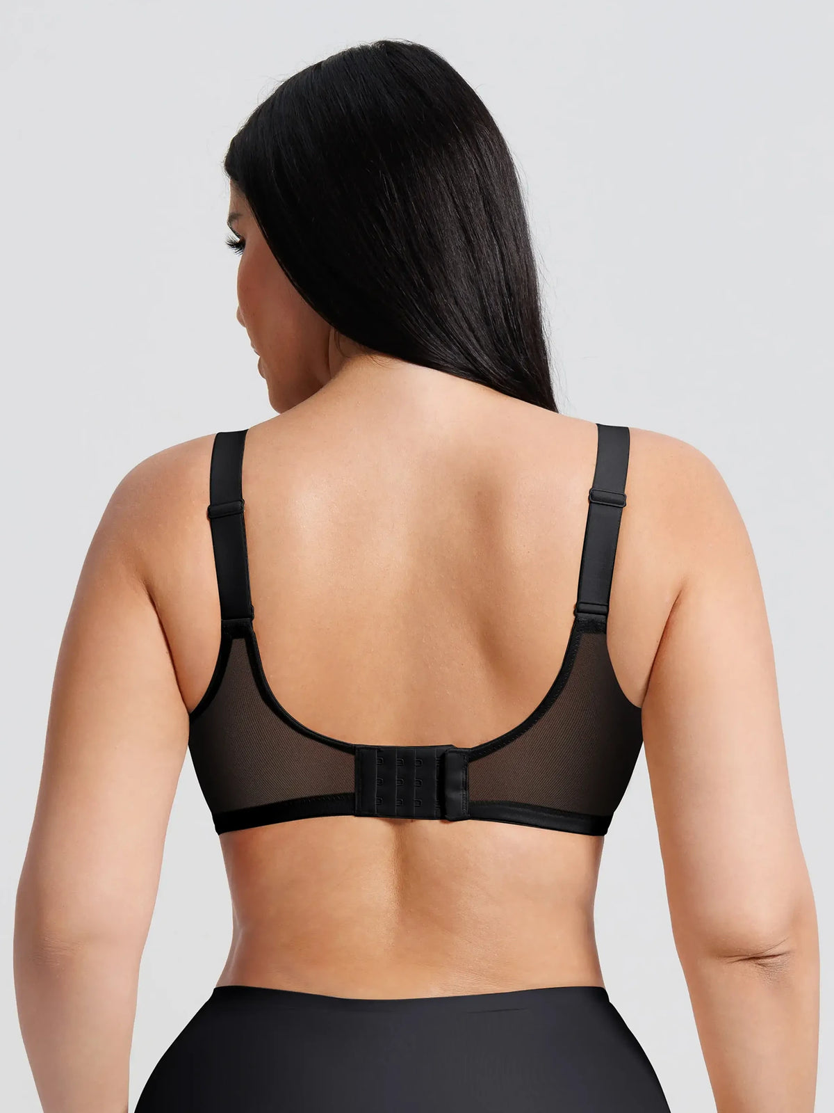 Feelingirl Lace Underwire Minimizer Bra – Unlined sheer cups, side smoothing, and breathable mesh for a naturally slimmer look.